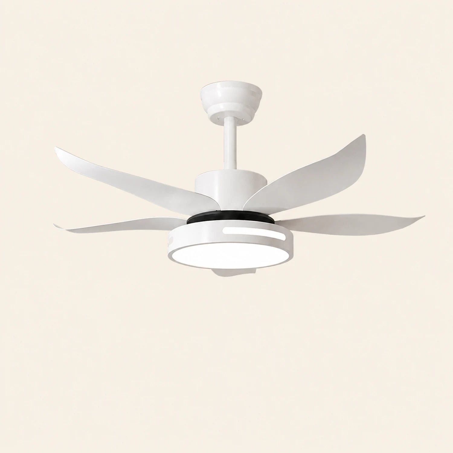 Haydn 5-Blade Modern Basic DC Ceiling Fan with Light, White/Black, 52'' - Lumpaz