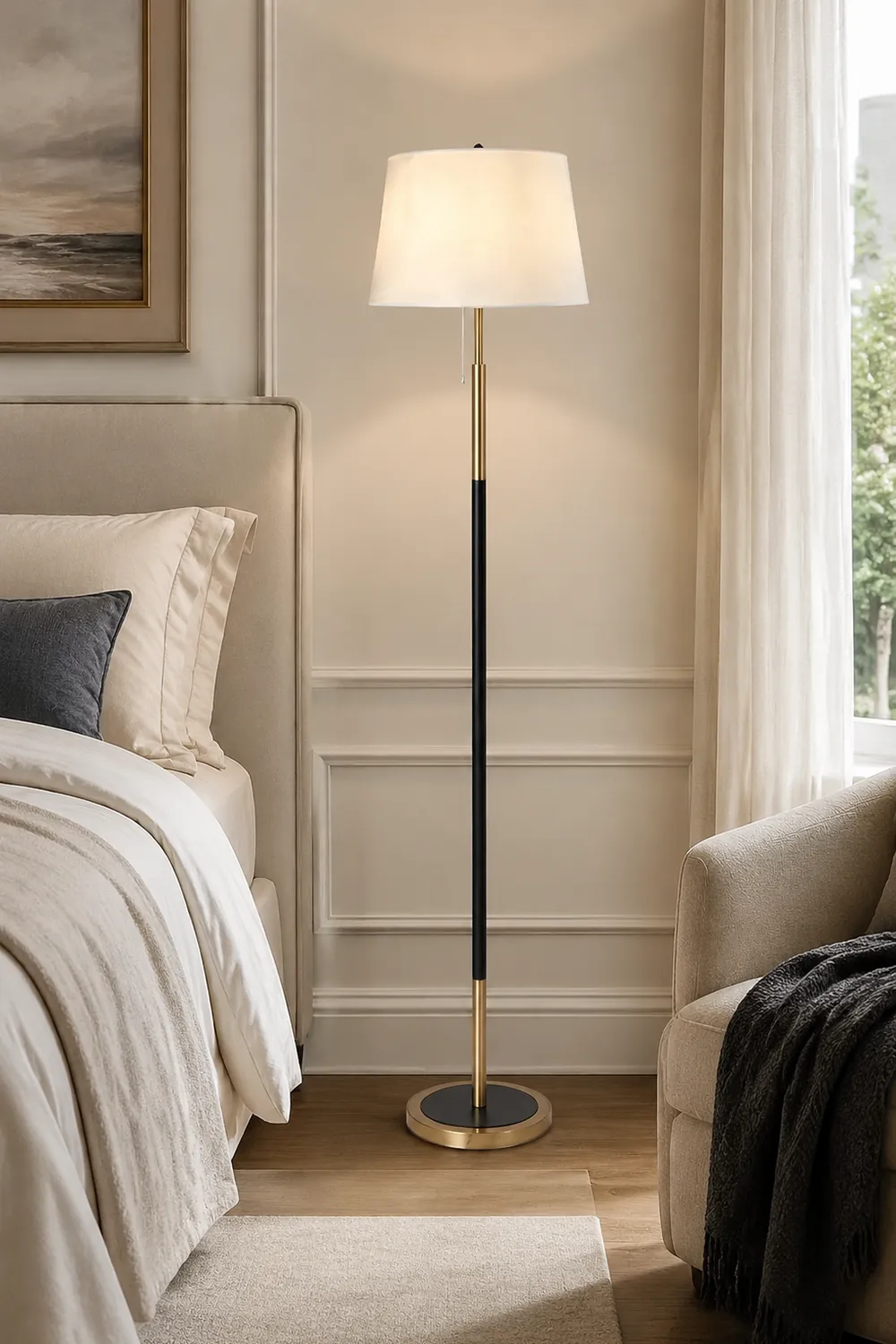 Eryn Modern Cylinder Metal Fabric Floor Lamp, 4 Color - Lumpaz