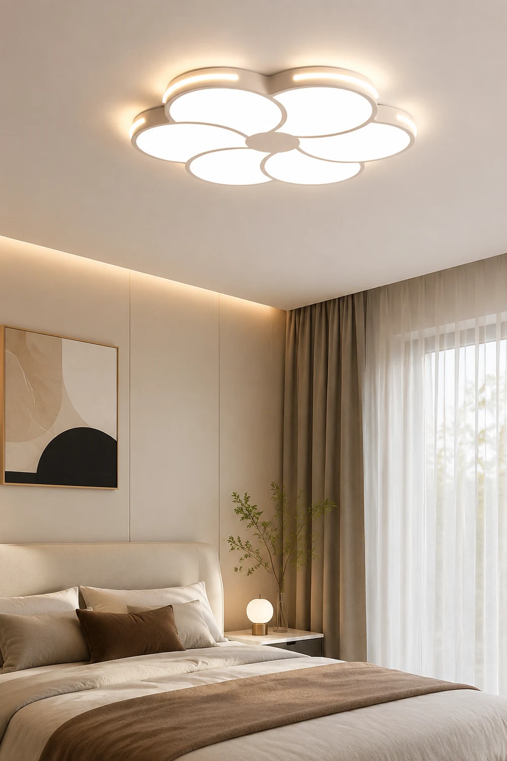 Hana Modern Flower Metal/Acrylic Flush Mount Ceiling Light, White - Lumpaz