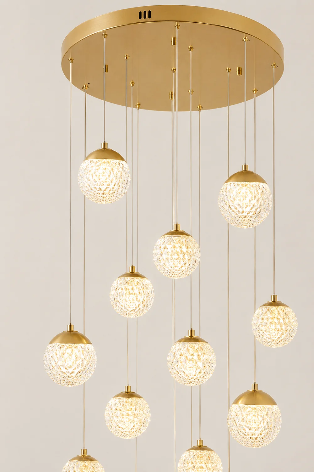 Jibril Multi Staircase Modern Art Deco Pendant Light, Gold - Lumpaz