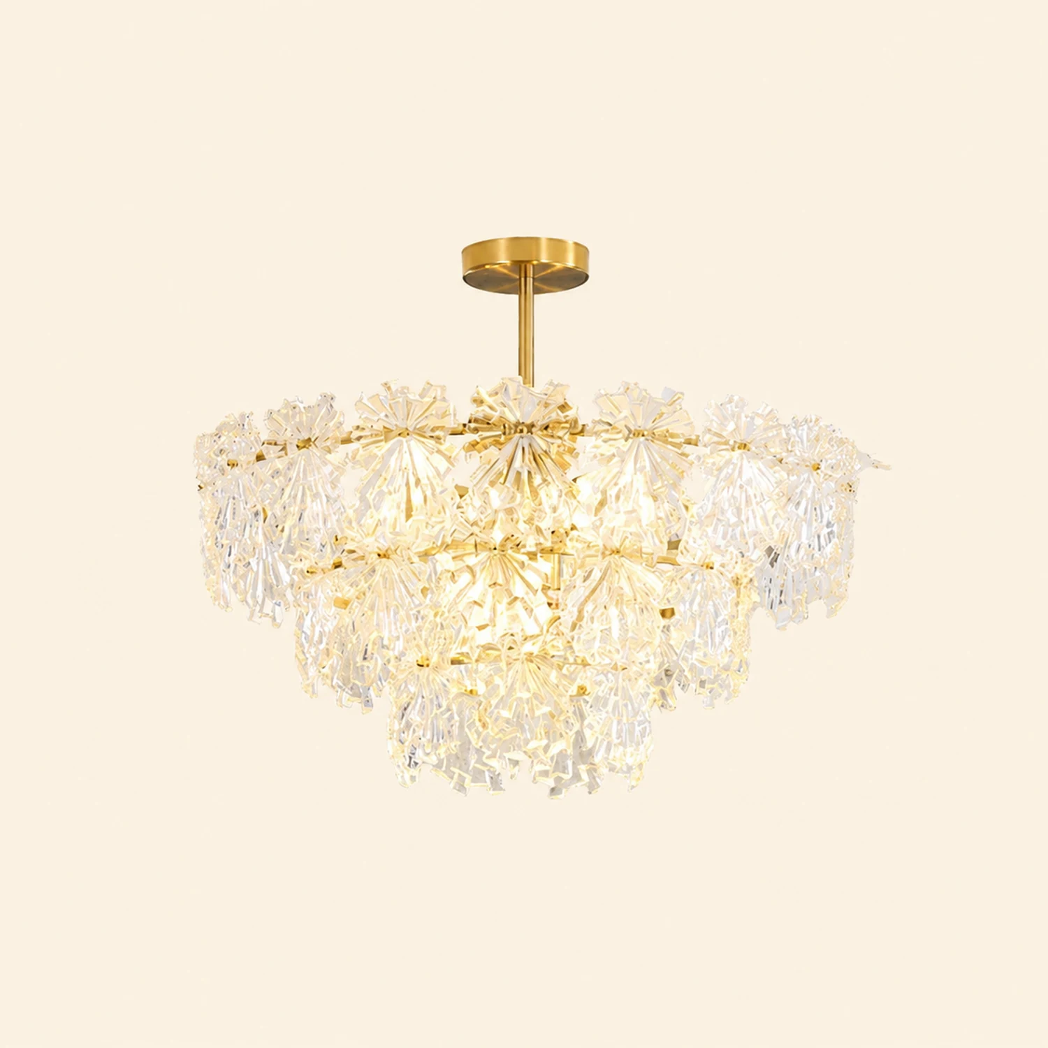 Marilyn Elegant Gold Pendant Light 3 Rings, Metal/Glass - Lumpaz