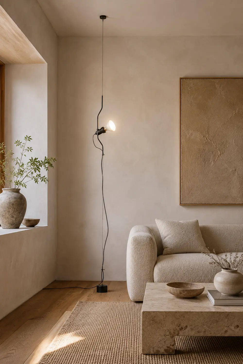 Luxo Floor Lamp Linear Minimalist, Metal, Black/White/Red, Bedroom - Lumpaz