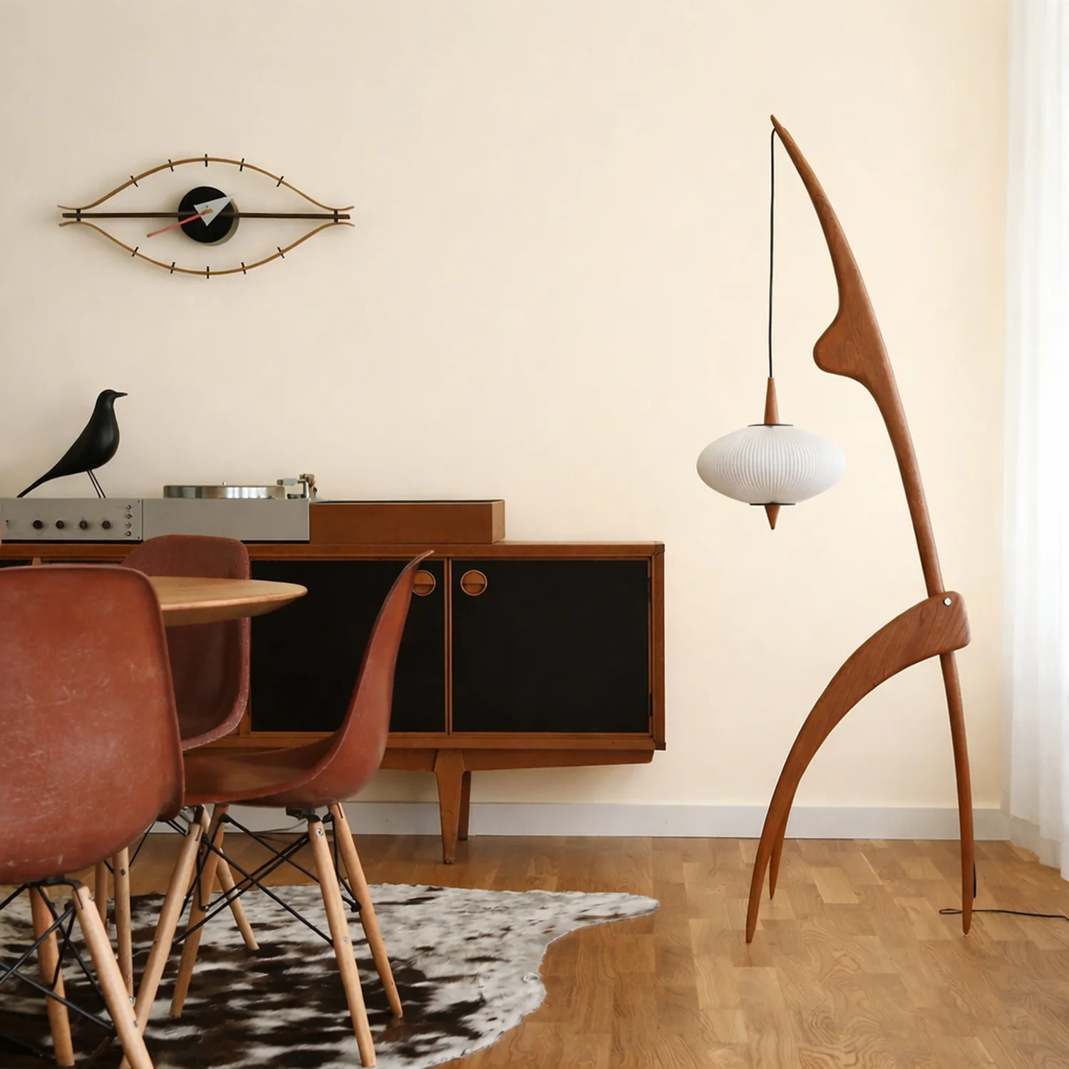 Renée Floor Lamp, Artificial Paper & Wood - Lumpaz
