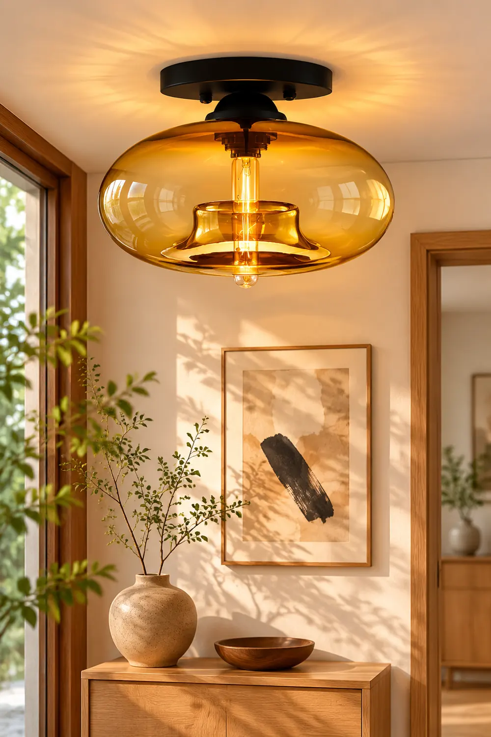 Sanna Industrial Art Deco Globe Flush Mount Ceiling Light Living Room - Lumpaz
