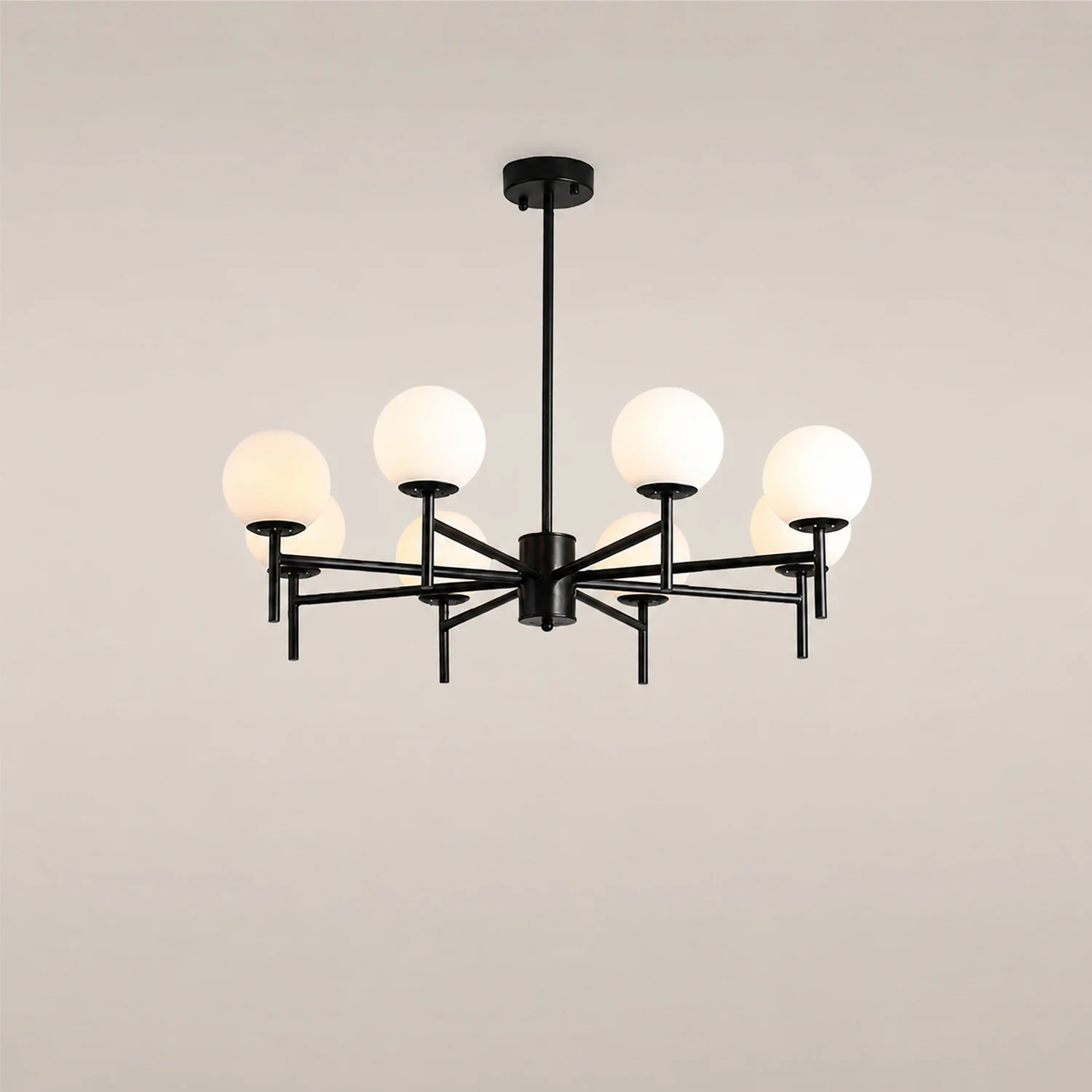 Valentina Modern Ball Glass/Metal Chandelier, Black/Gold - Lumpaz