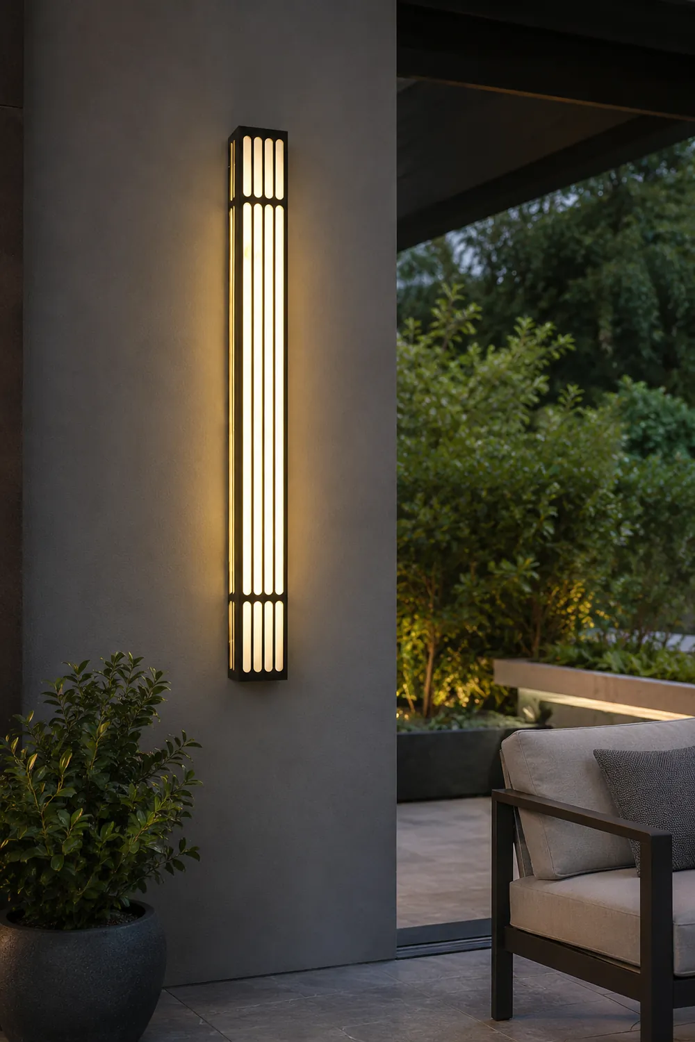 31.5 In. Long Strip Rectangular Waterproof Black Outdoor Wall Lamp - Lumpaz