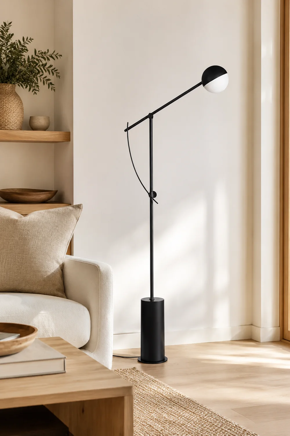 Salgado Modern Globe Metal Floor Lamp, Black - Lumpaz