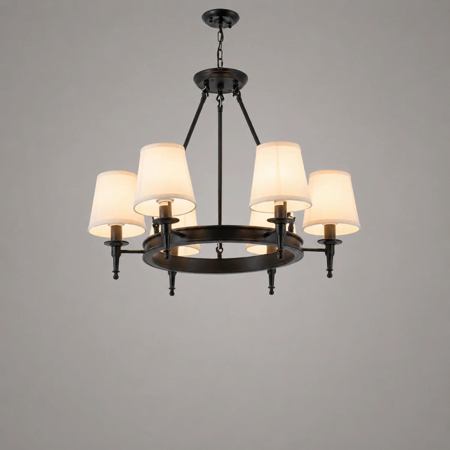 Alessio Vintage Ring Metal/Fabric Chandelier, Black/Copper - Lumpaz