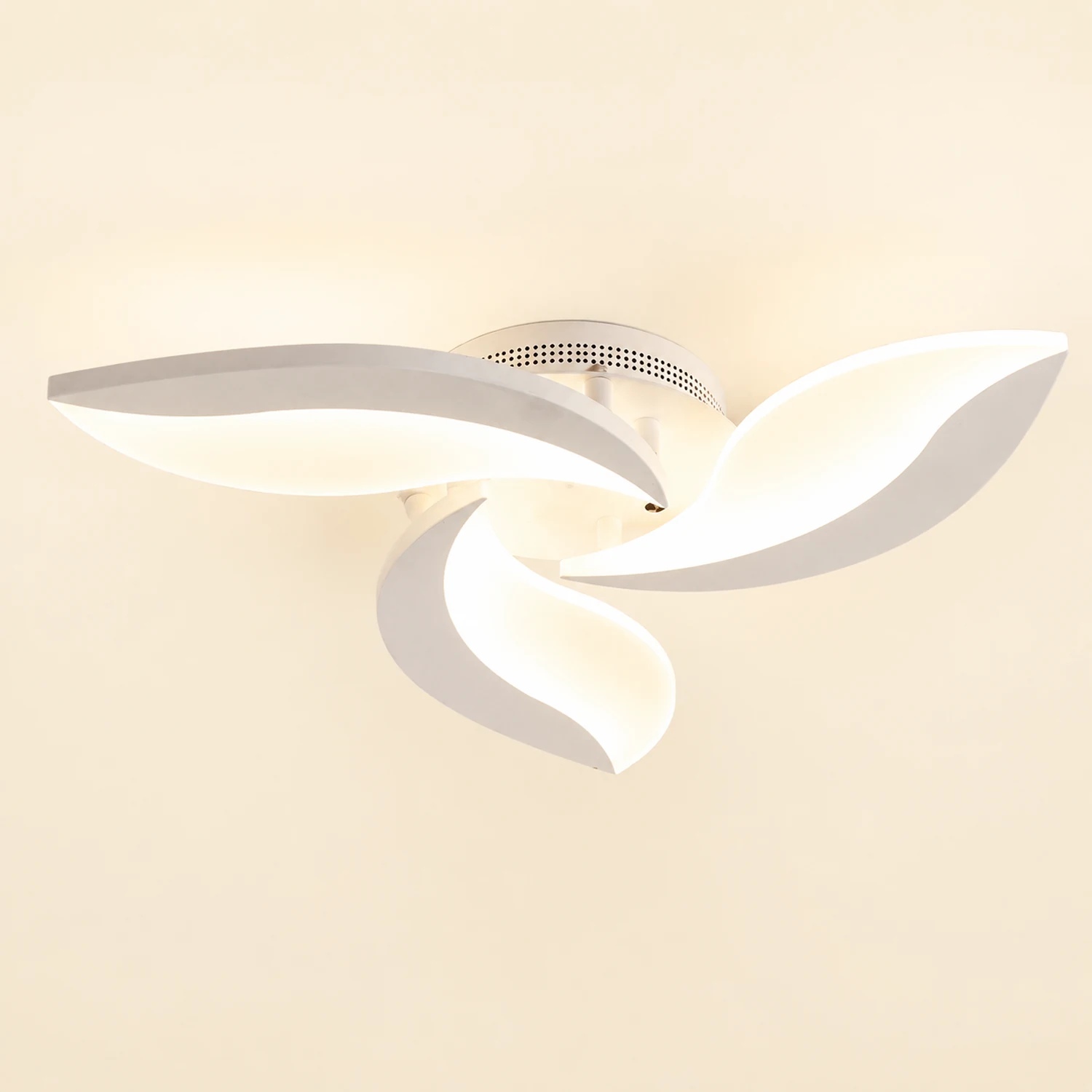 Hana Minimalist Art Deco Flower Flush Mount Ceiling Light, White, Living Room - Lumpaz