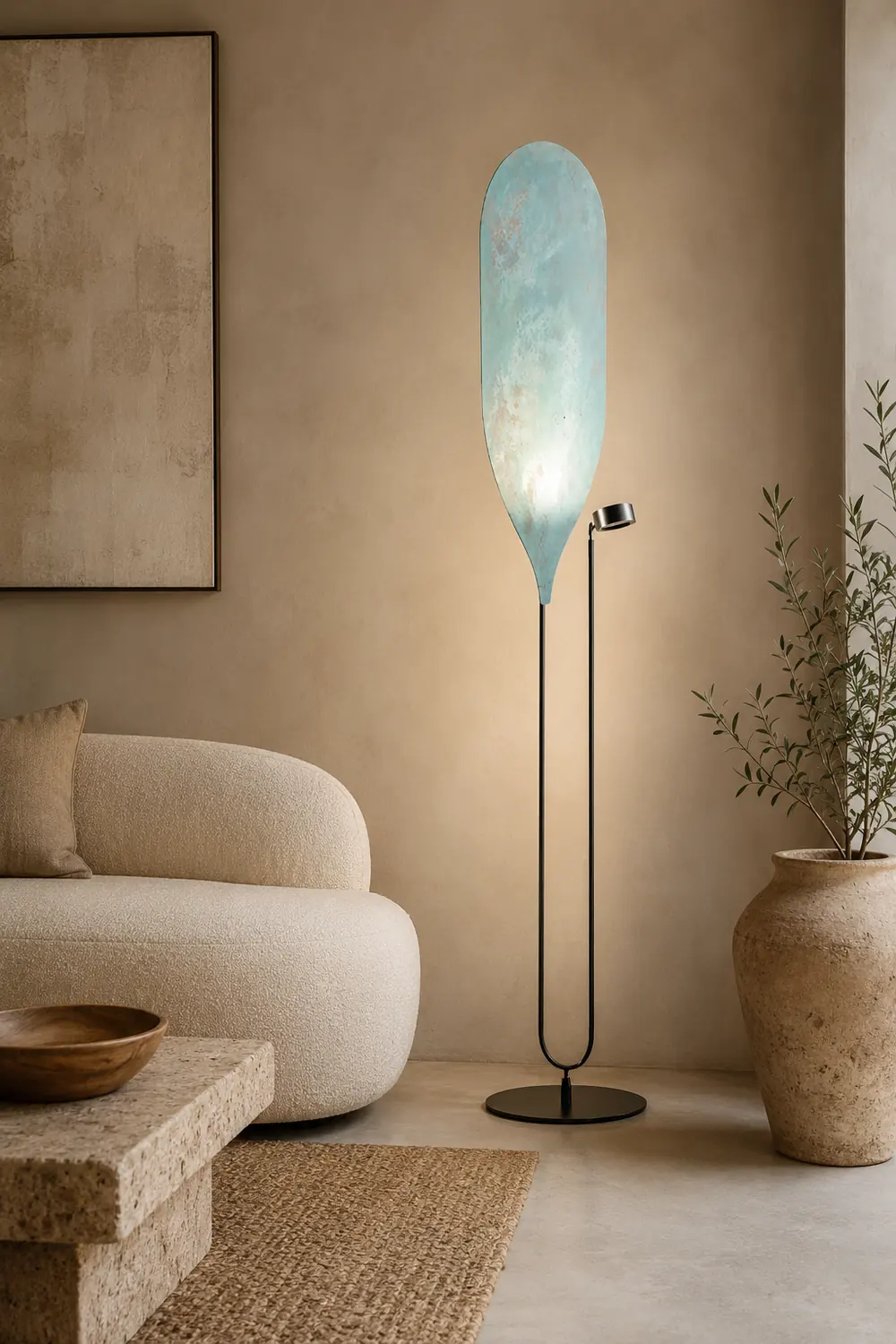 Salgado LED Floor Lamp, Metal, Reddish Brown/Aqua Blue - Lumpaz
