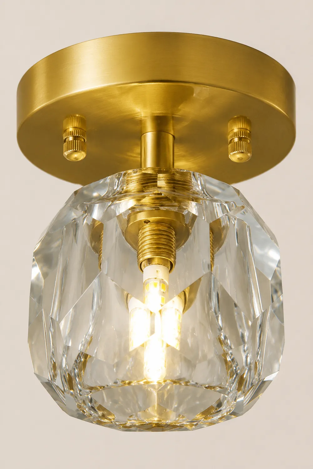 Kirsten Luxury Diamond Metal/Acrylic Flush Mount Ceiling Light, Gold - Lumpaz