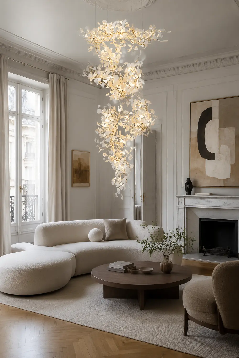 Ophelia Modern Leaf Chandelier Metal/Ceramic Bedroom/Living Room - Lumpaz