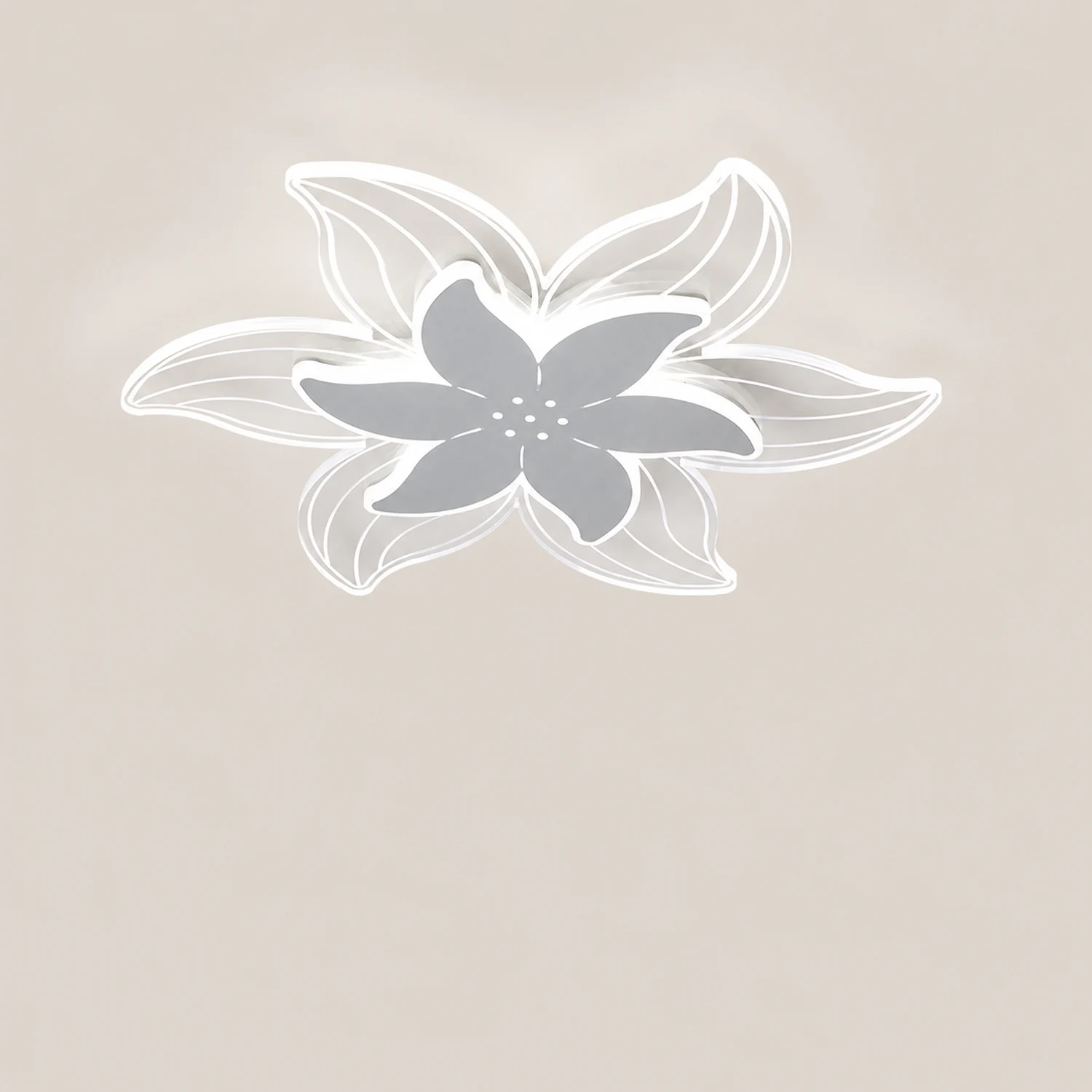 Hana Designer Flower Shape White Flush Mount Ceiling Light, White - Lumpaz