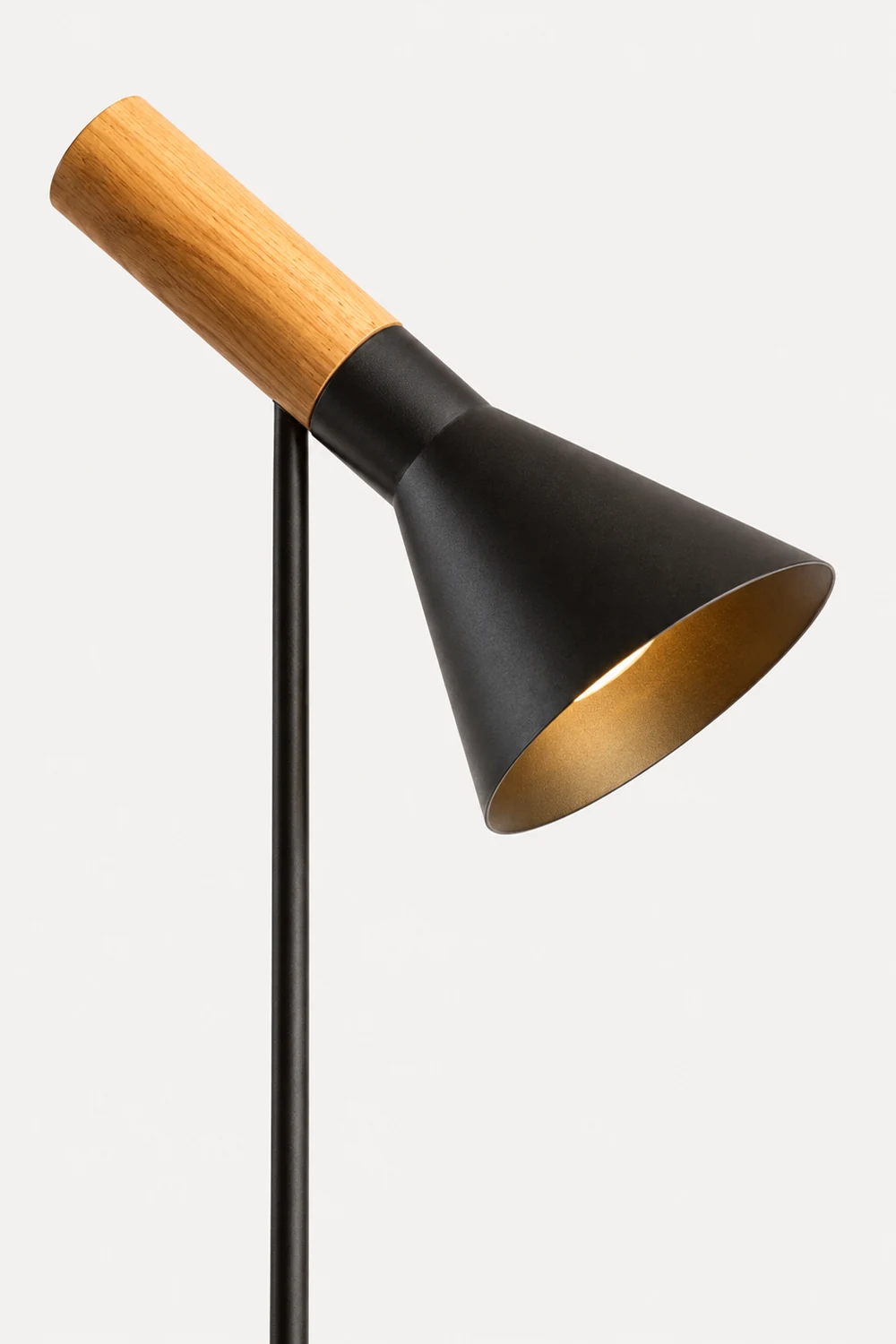 Carins Modern Minimalist Metal/Wood Floor Lamp, Black/White - Lumpaz