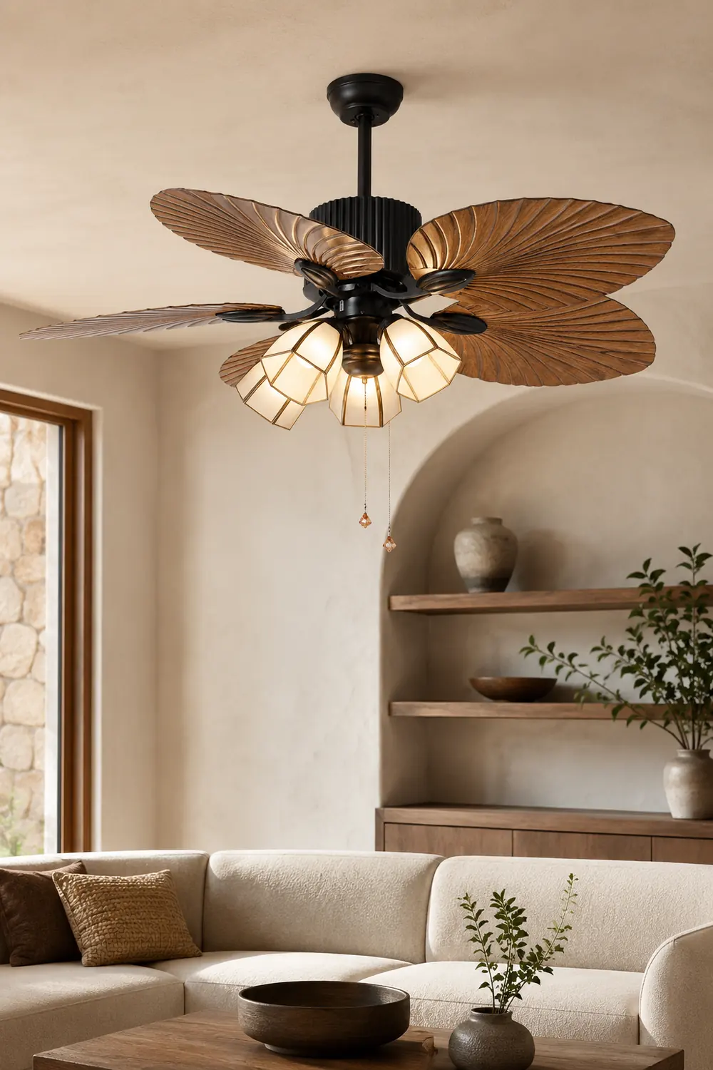 Bella 5-Blade Rustic DC Ceiling Fan with Light, Summer, 52'' - Lumpaz