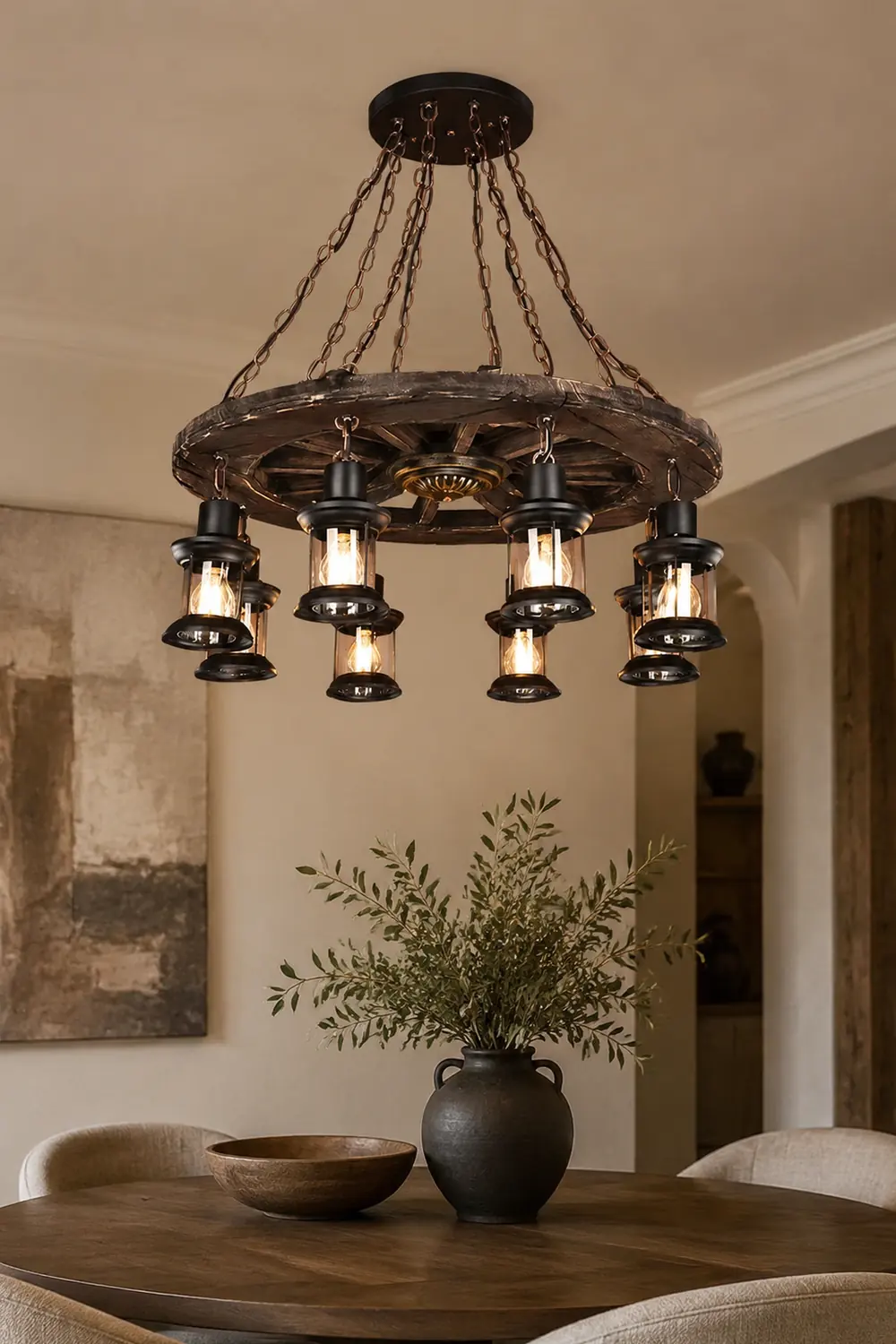 Austin Vintage Wood/Metal Pendant Light Dining Room - Lumpaz