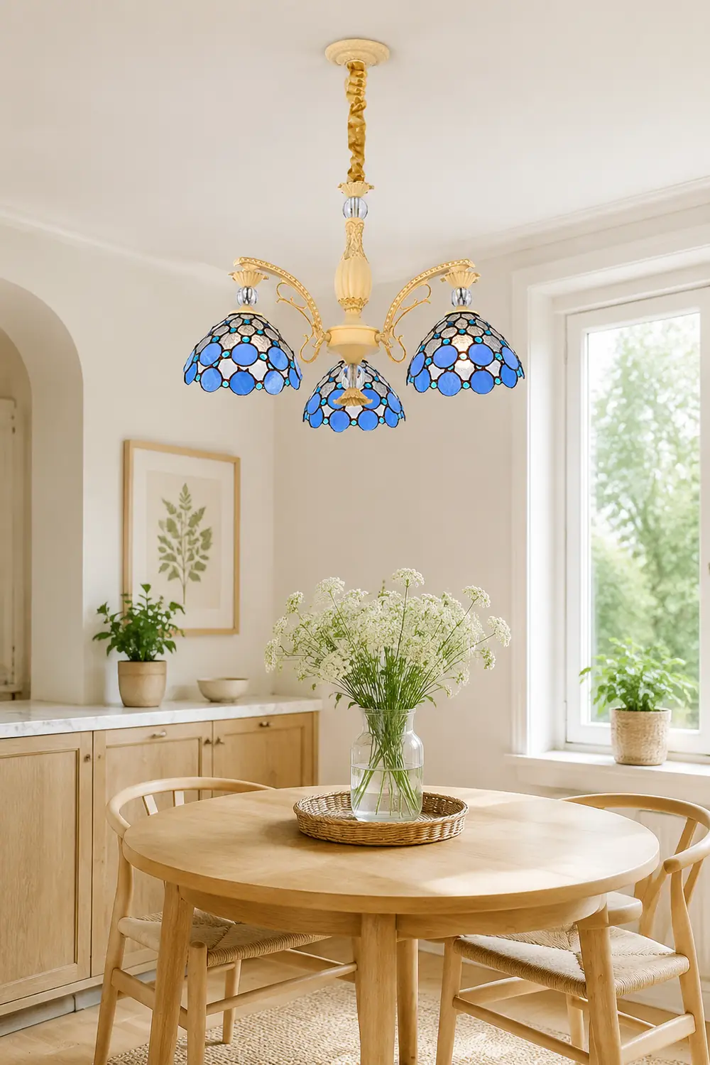 Alessio Mediterranean Branch Glass/Metal Chandelier, Blue - Lumpaz