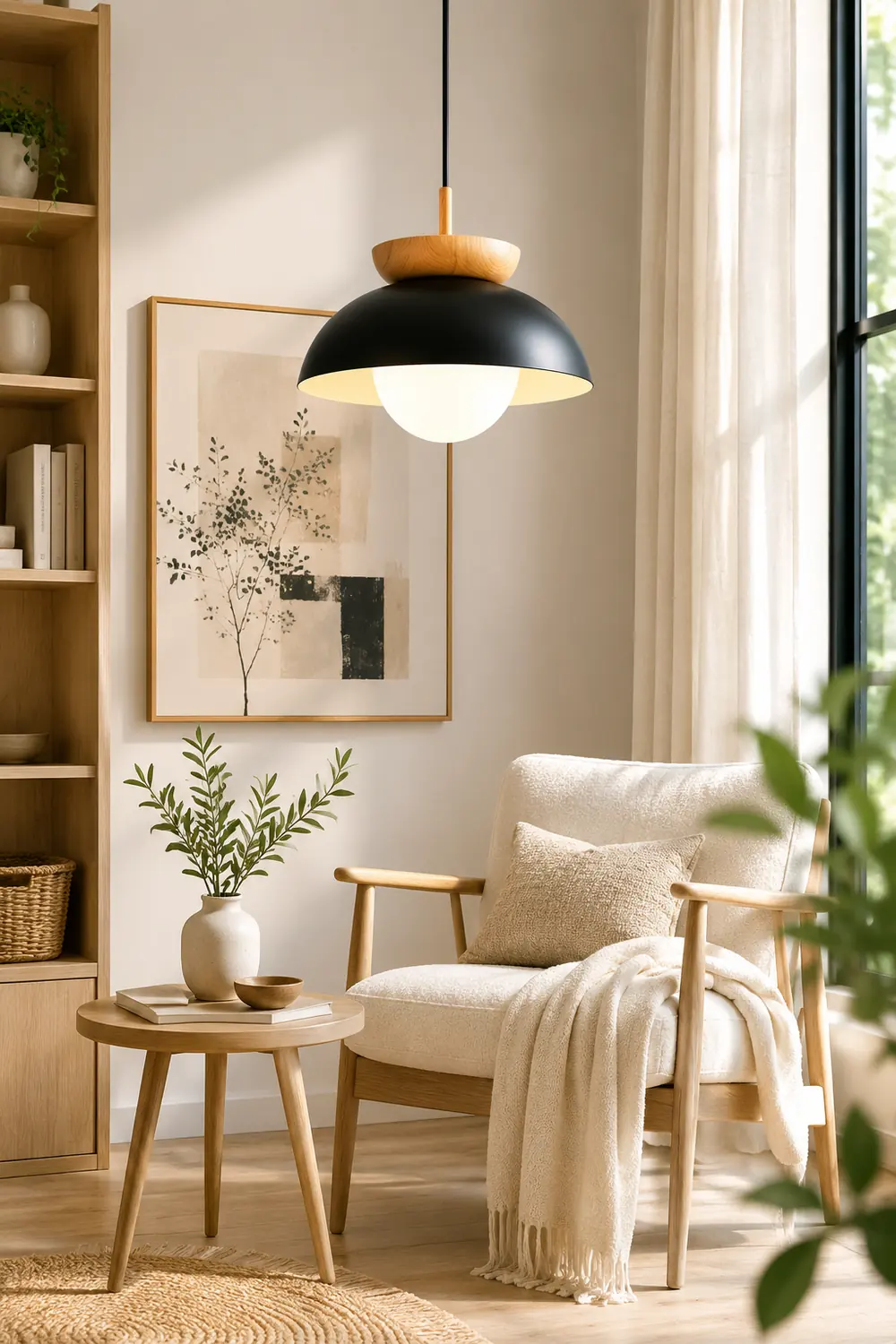 Ozawa Nordic Pendant Lights Wood/Metall Black Kitchen Balcony - Lumpaz