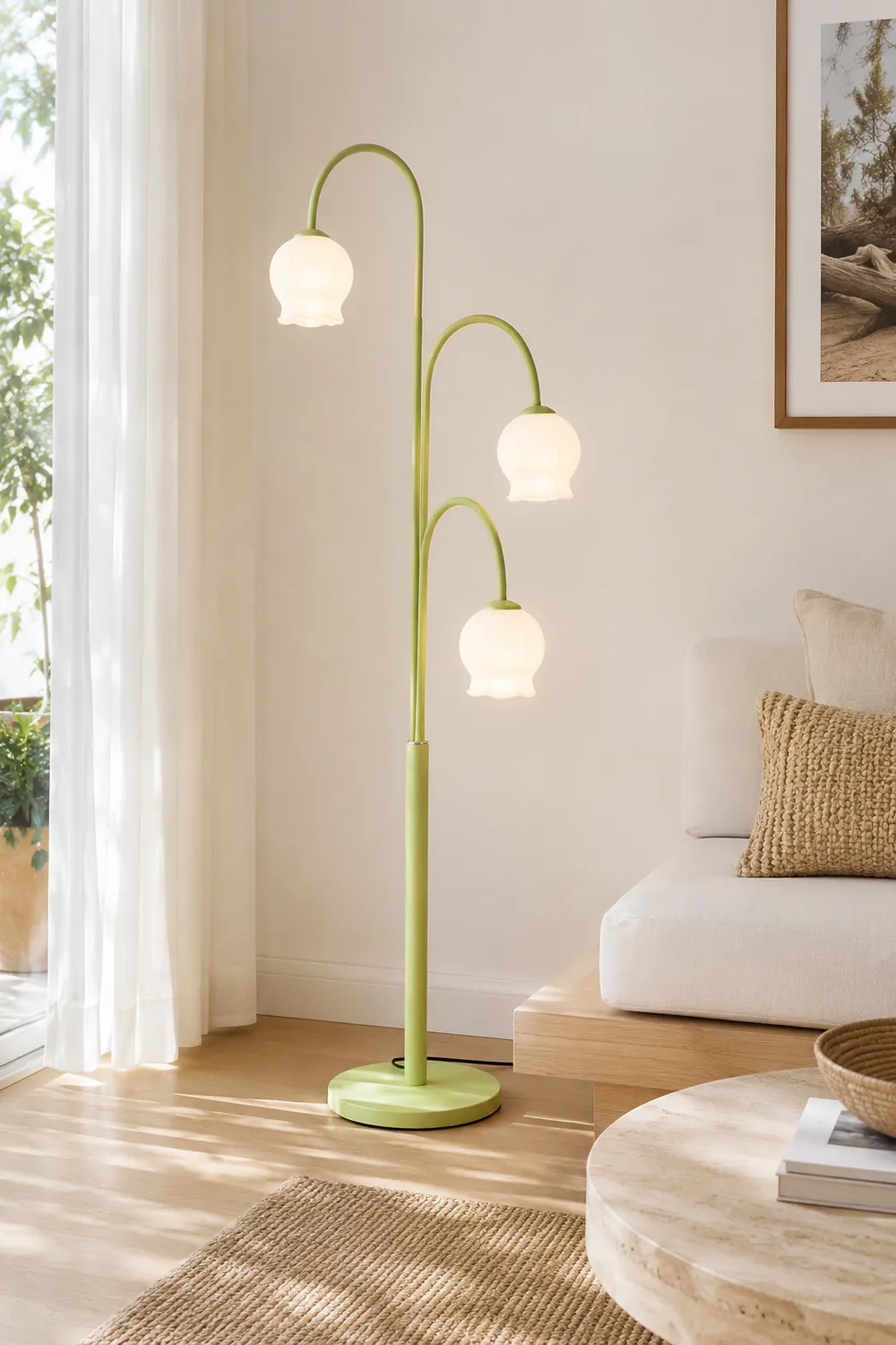 Lily Art Deco Dome Metal Glass Floor Lamp - Lumpaz