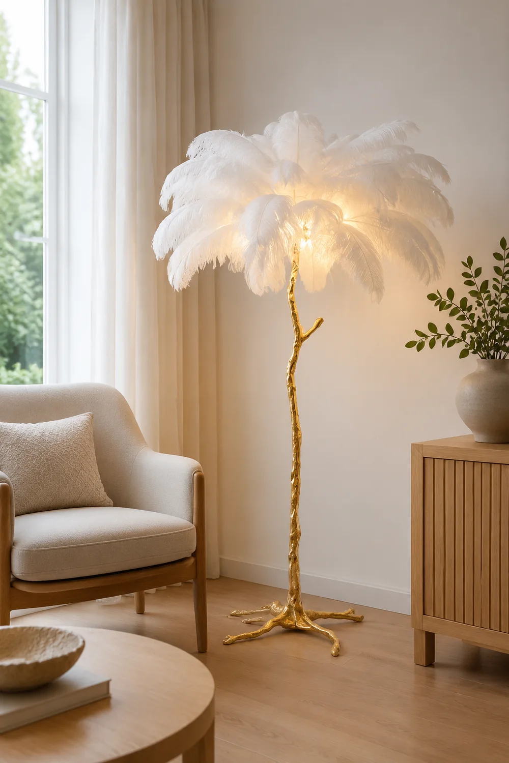 O'Moore Nordic Luxury Unique Ostrich Feather Floor Lamp/Table Lamp - Lumpaz