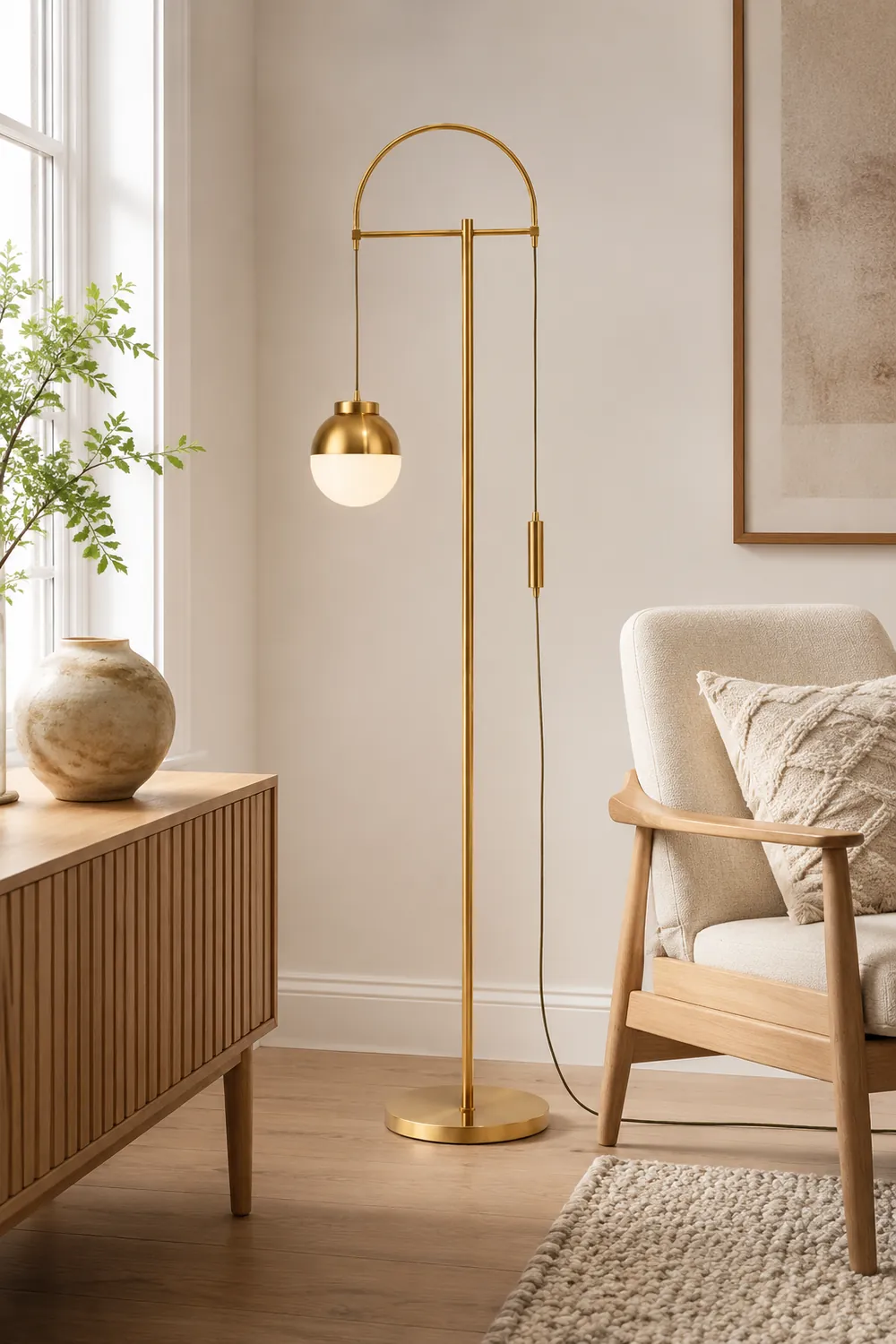 Valentina Modern Arch Glass/Metal Floor Lamp, Gold - Lumpaz