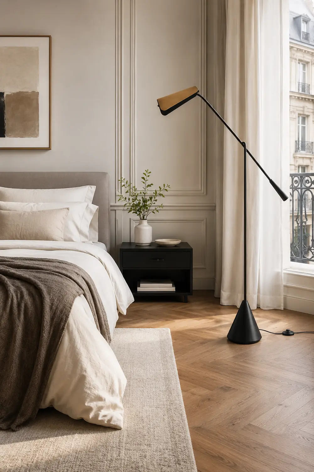 Salgado Minimalist Triangle Head LED Floor Lamp, Marble & Metal - Lumpaz