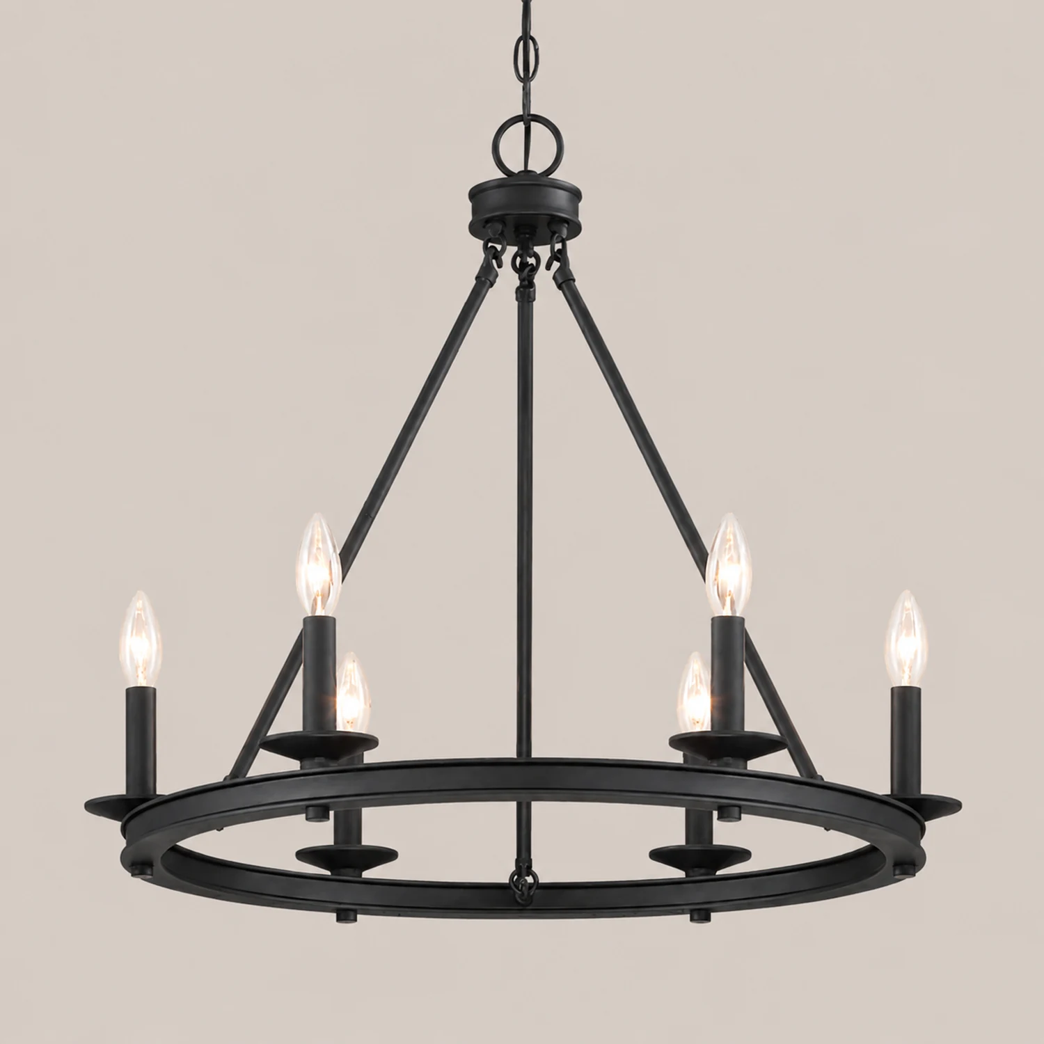 Silva Modern Candles Chandelier Black Metal Living Room/Bedroom - Lumpaz