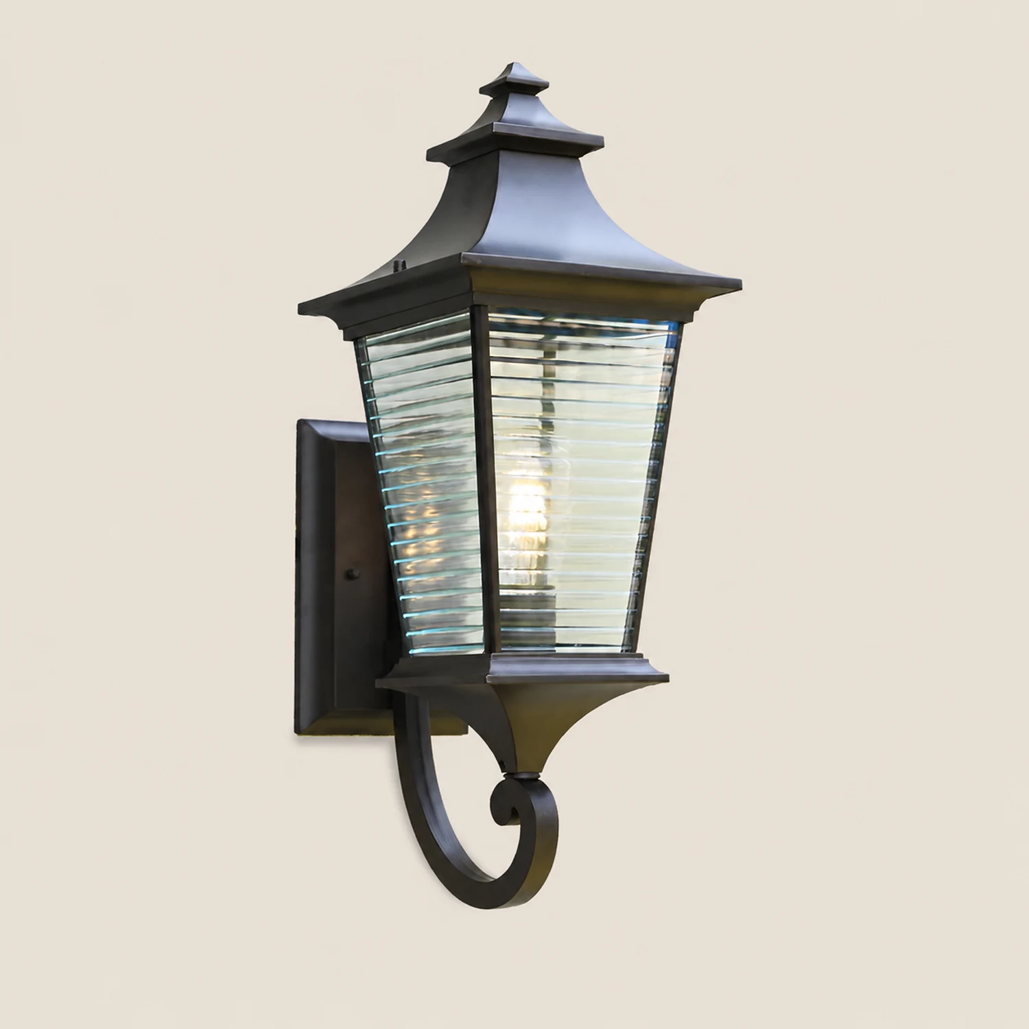 Retro Waterproof Creative Stripes Glass Shade Modern Outdoor Wall Light - Lumpaz