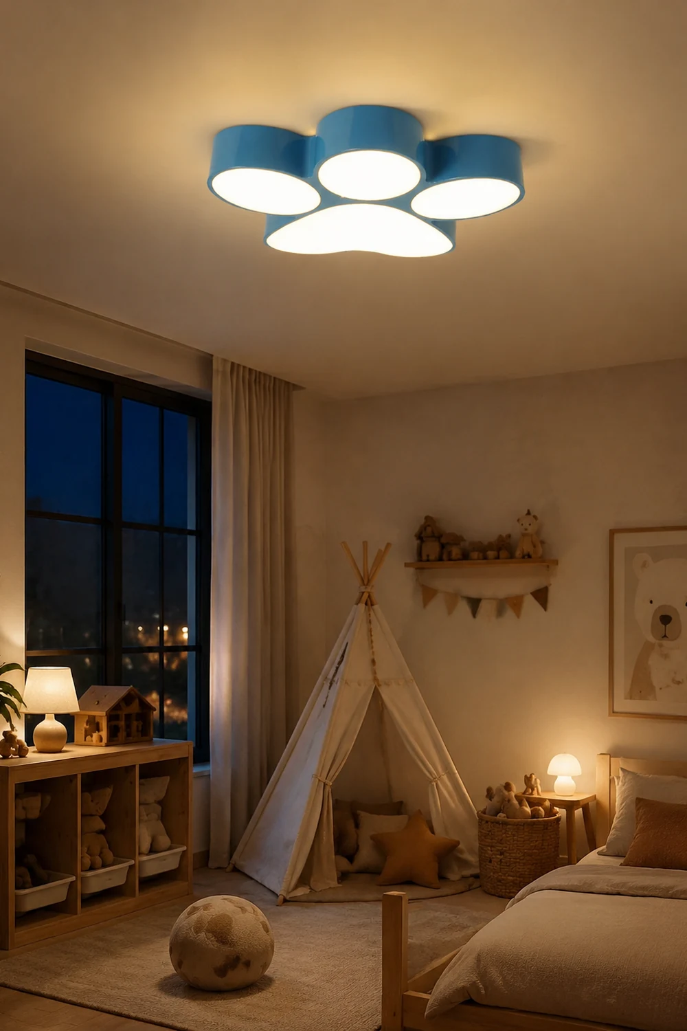Freja Modern Dog Paw Acrylic Children Ceiling Flush Mount Light - Lumpaz