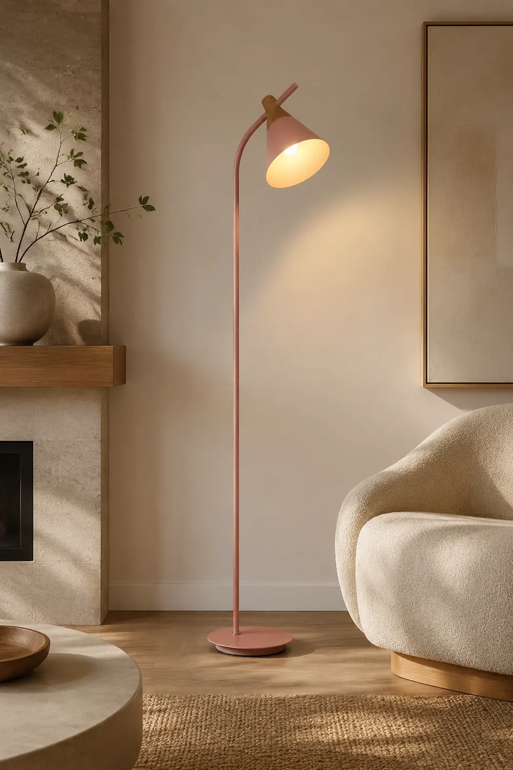 Morandi Floor Lamp, Bedroom & Living Room, Gray & Pink & Yellow, Metal - Lumpaz