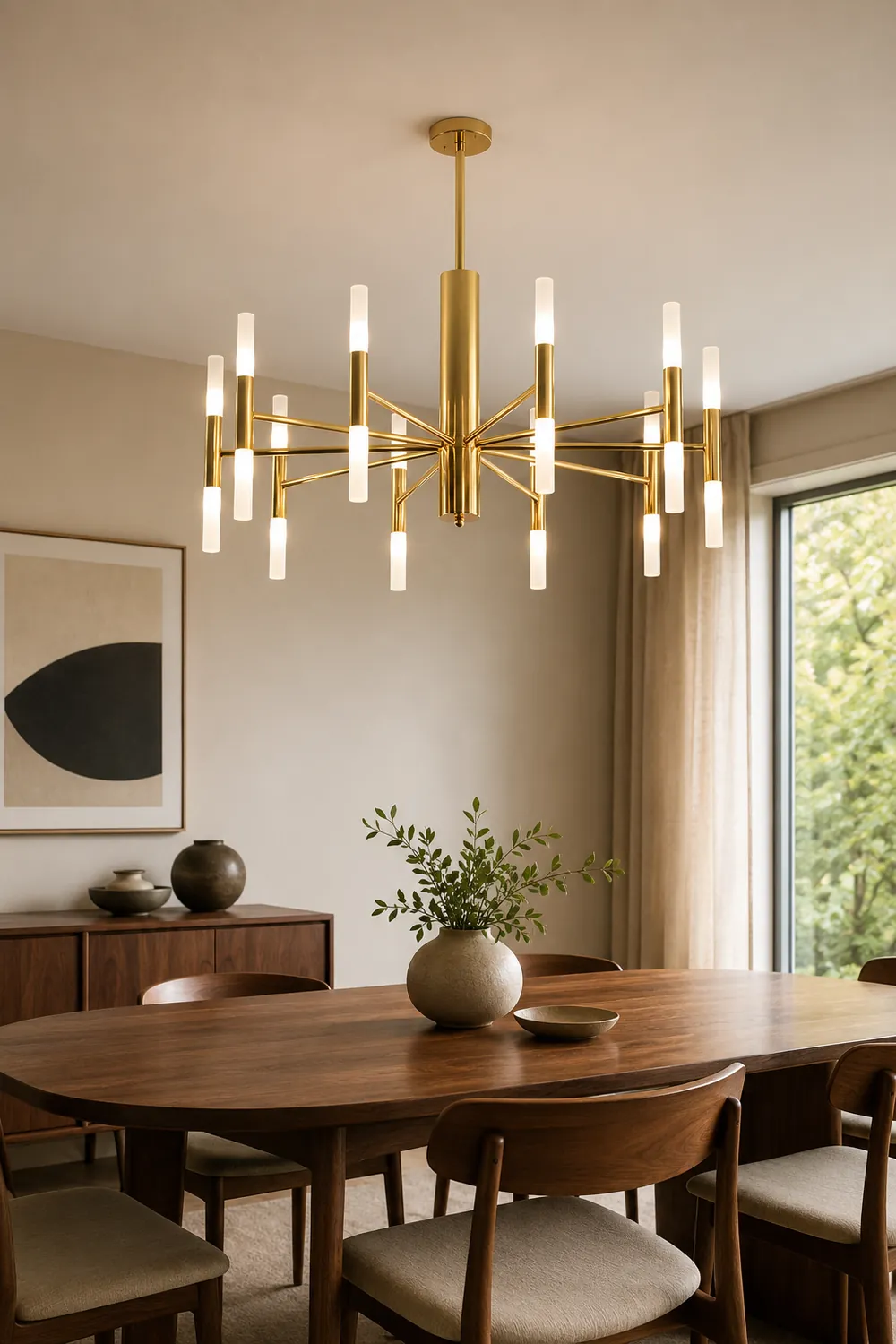 Marilyn Modern Cylindrical Metal Chandelier, Gold - Lumpaz