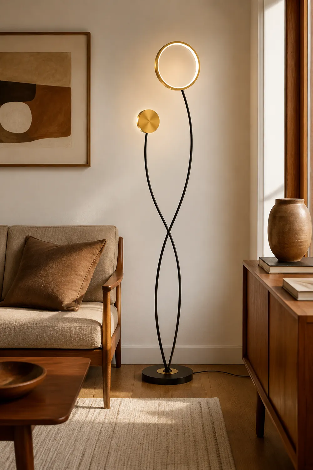 Modern Wave Double Head Metal Acrylic Floor Lamp - Lumpaz