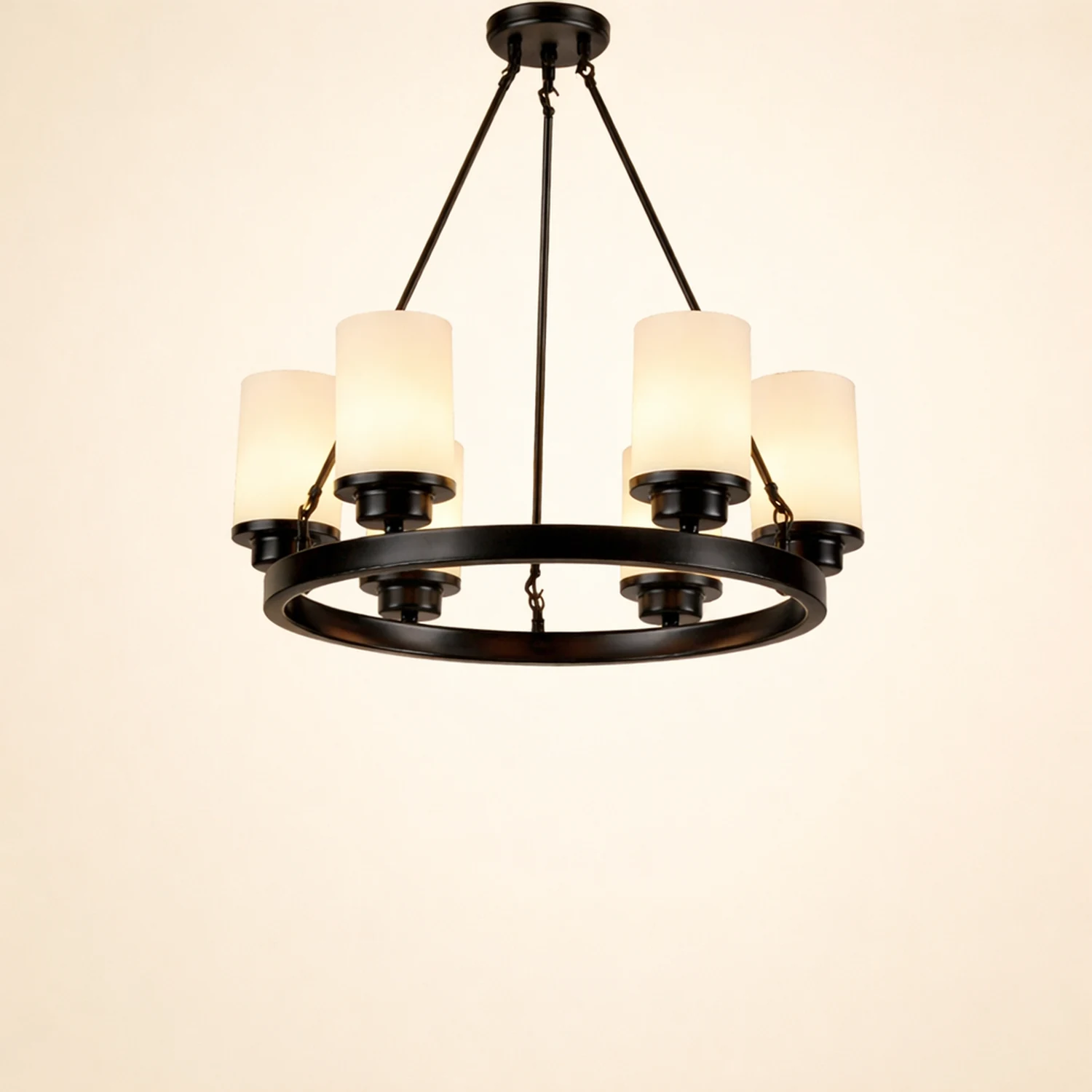 Alessio Retro Black Metal/Glass Chandelier for Living Room - Lumpaz