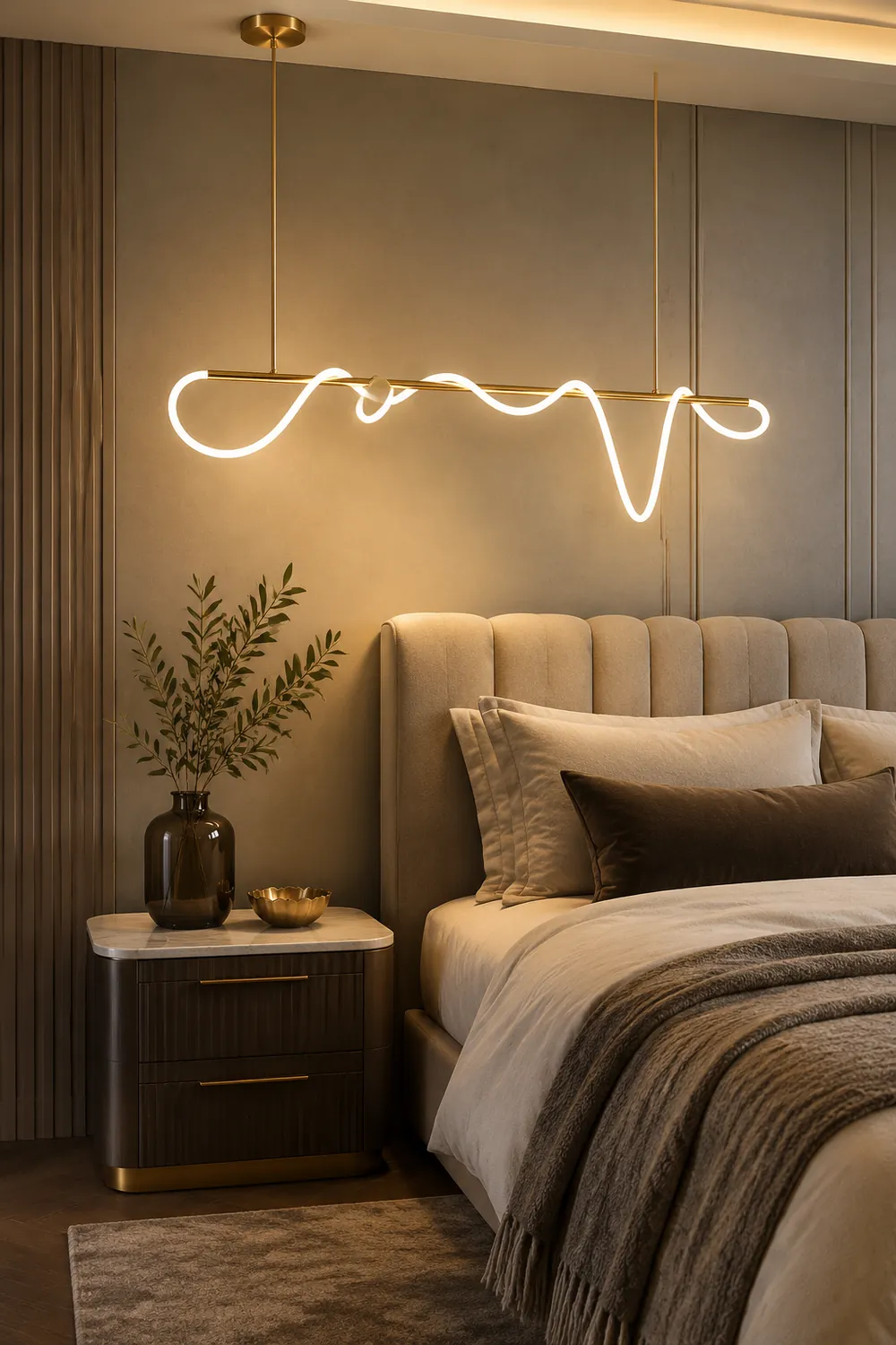 Curved & Linear Semi Flush Mount Ceiling Light, Gold - Lumpaz