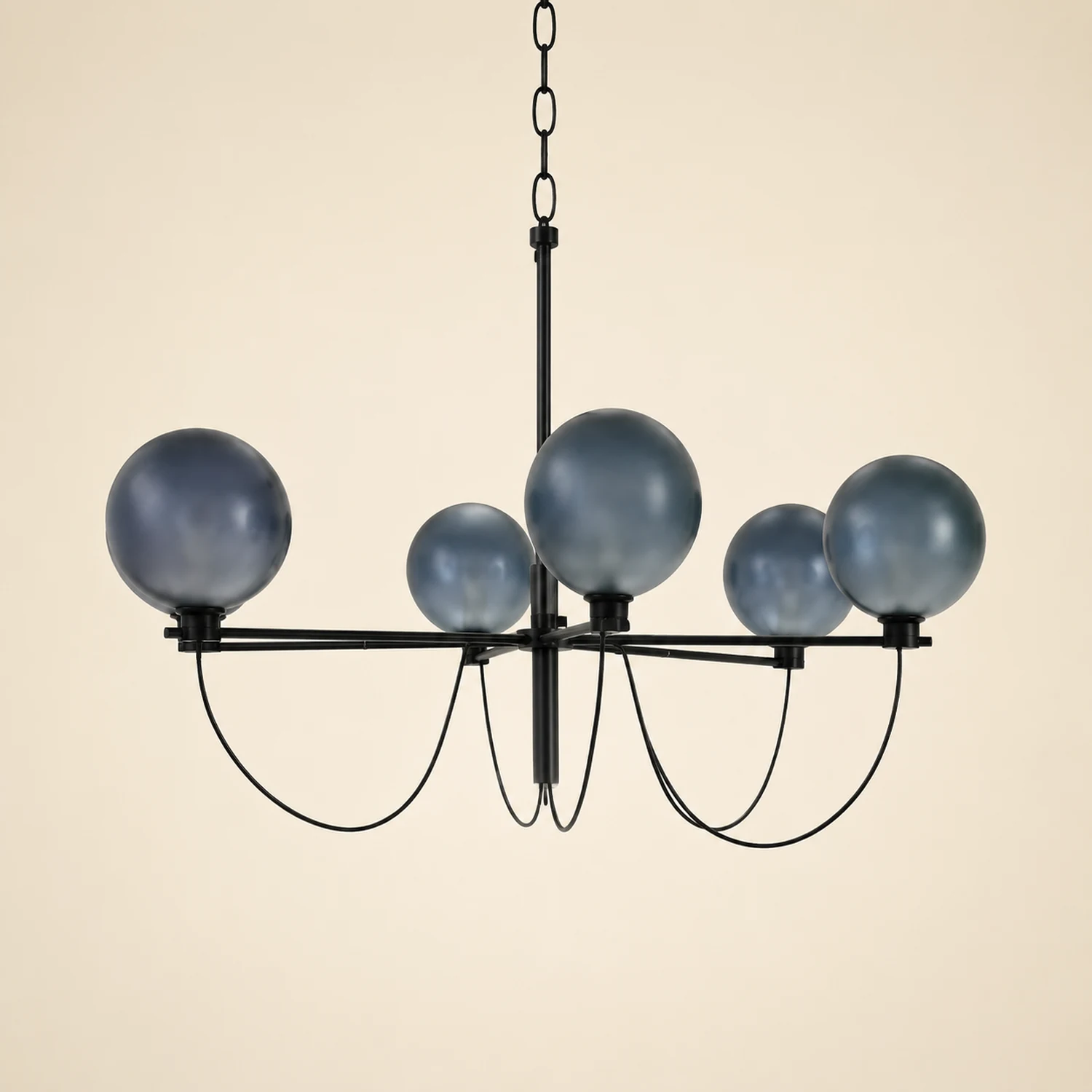 Valentina Nordic Modern Glass Ball Chandelier, Smoke Gray/Blue - Lumpaz