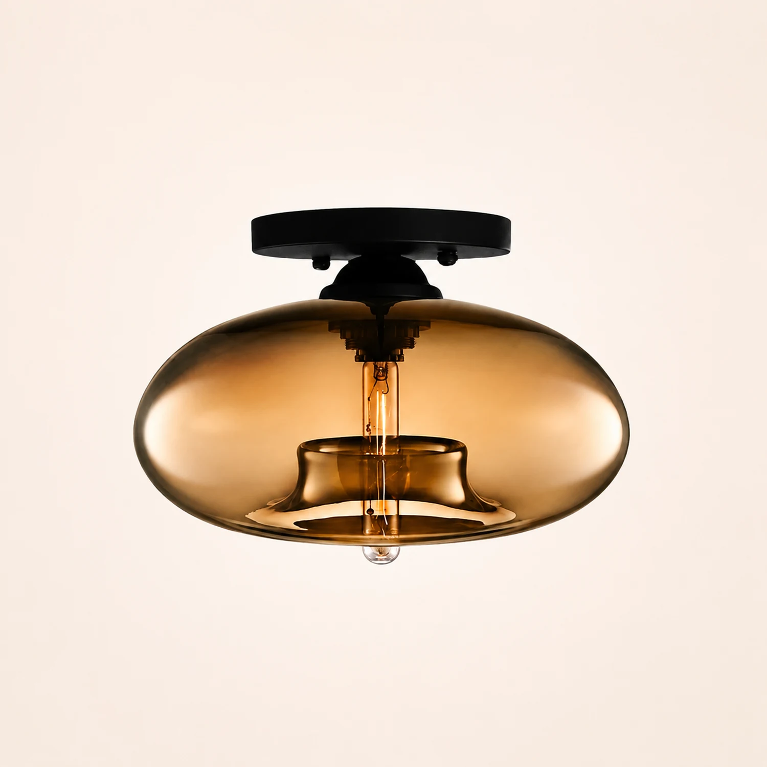 Sanna Industrial Art Deco Globe Flush Mount Ceiling Light Living Room - Lumpaz