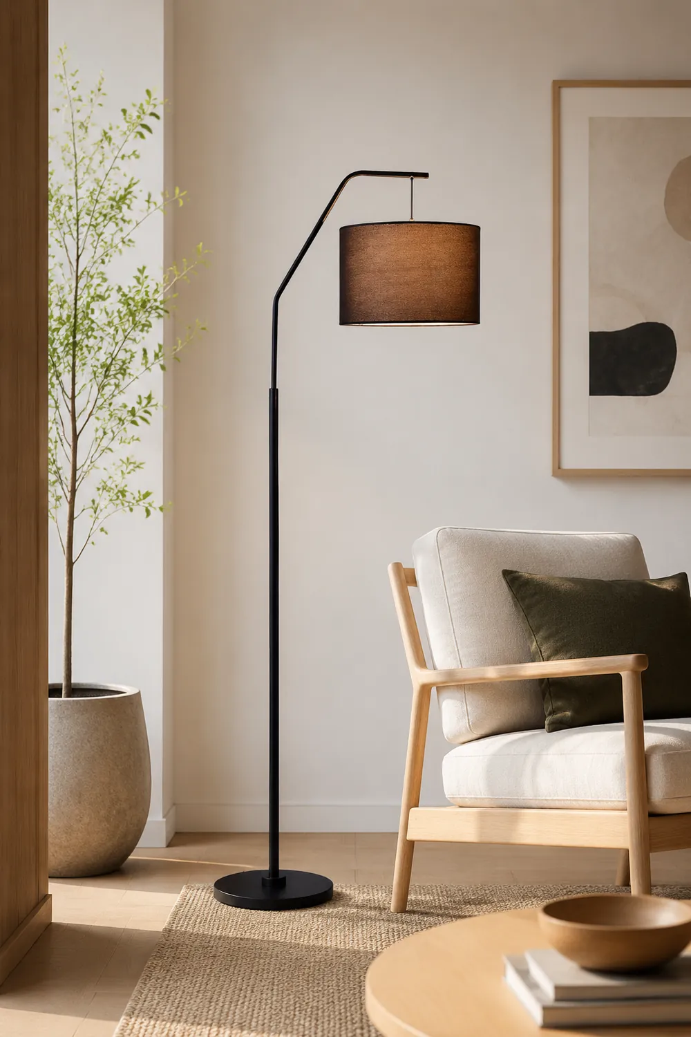 Eryn Cylinder Shape Floor Lamp, Over Arching Floor Lamp, Unique - Lumpaz