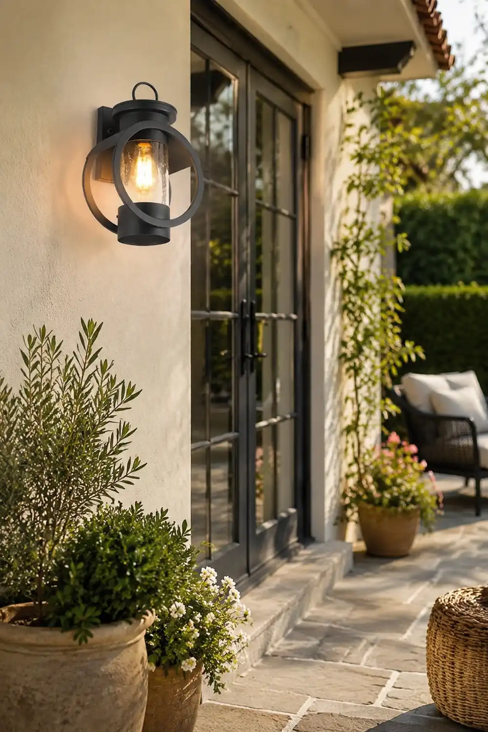 Raindrops Glass 6W LED Edison Lightbulb Black Outdoor Wall Lights - Lumpaz
