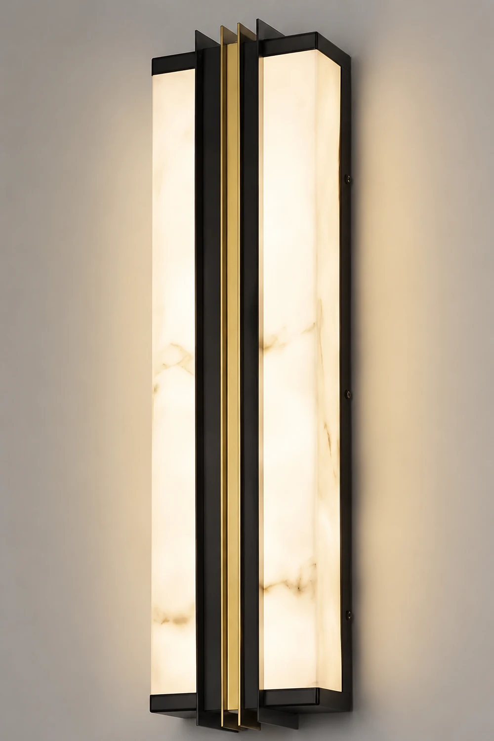 Modern Black LED Indoor/Outdoor Wall Lights with Resin Marble Shade - Lumpaz
