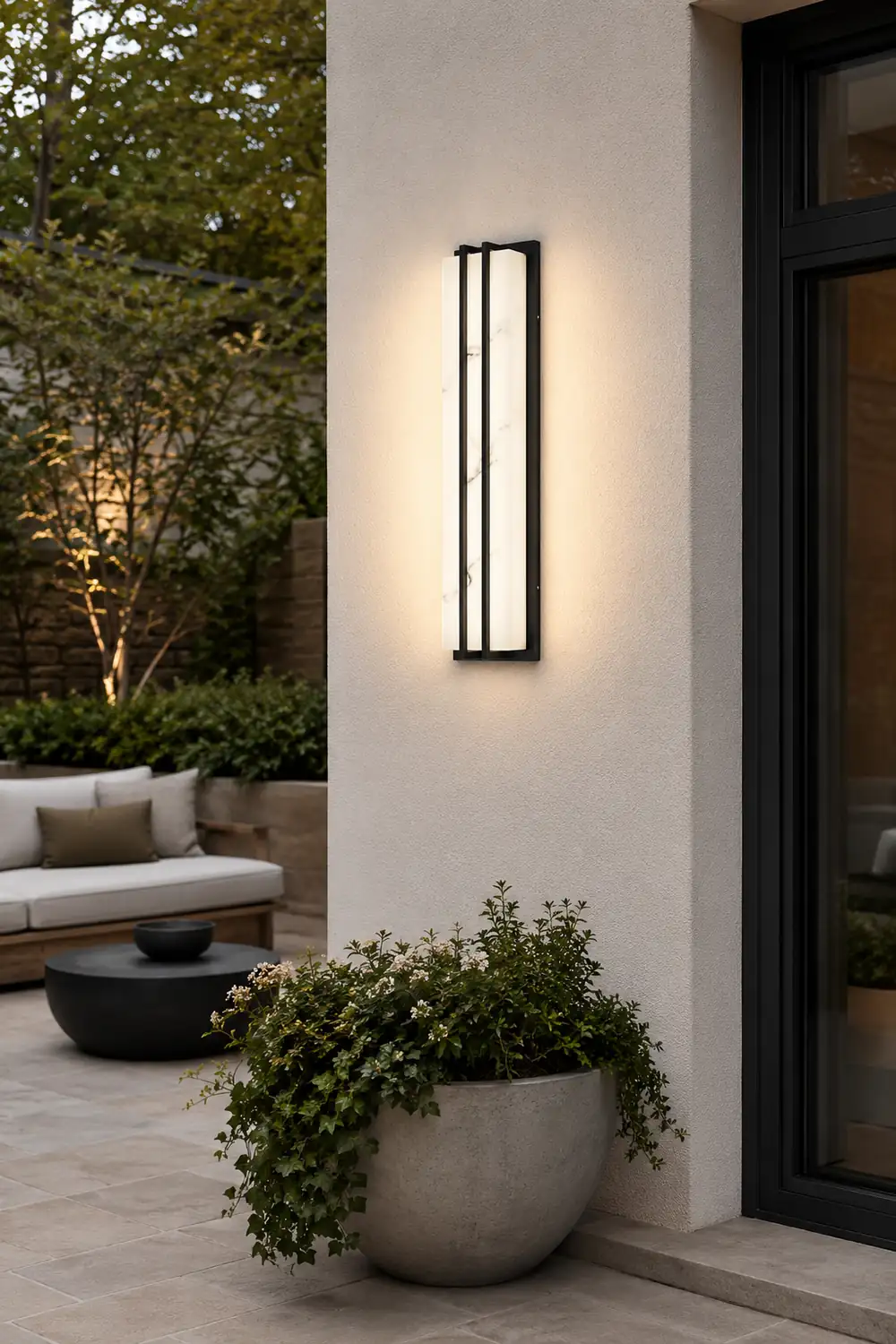 Minimalist Resin Waterproof LED Black Modern Outdoor Wall Light Fixture - Lumpaz