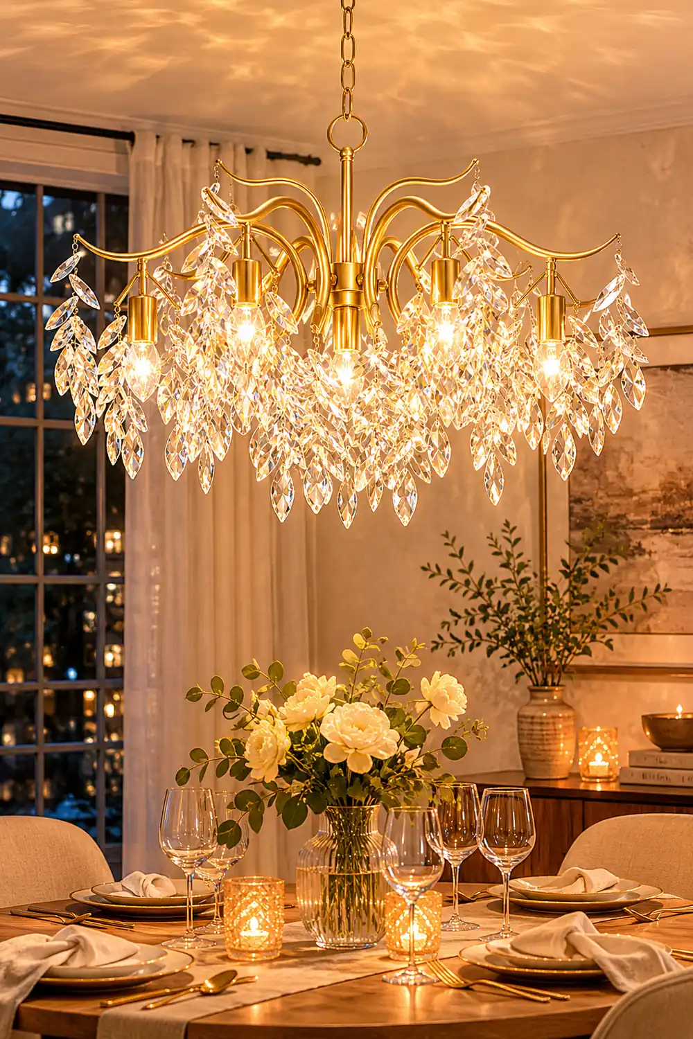 Marilyn Modern Crystal Metal Luxury Chandelier Black Gold Living Room - Lumpaz