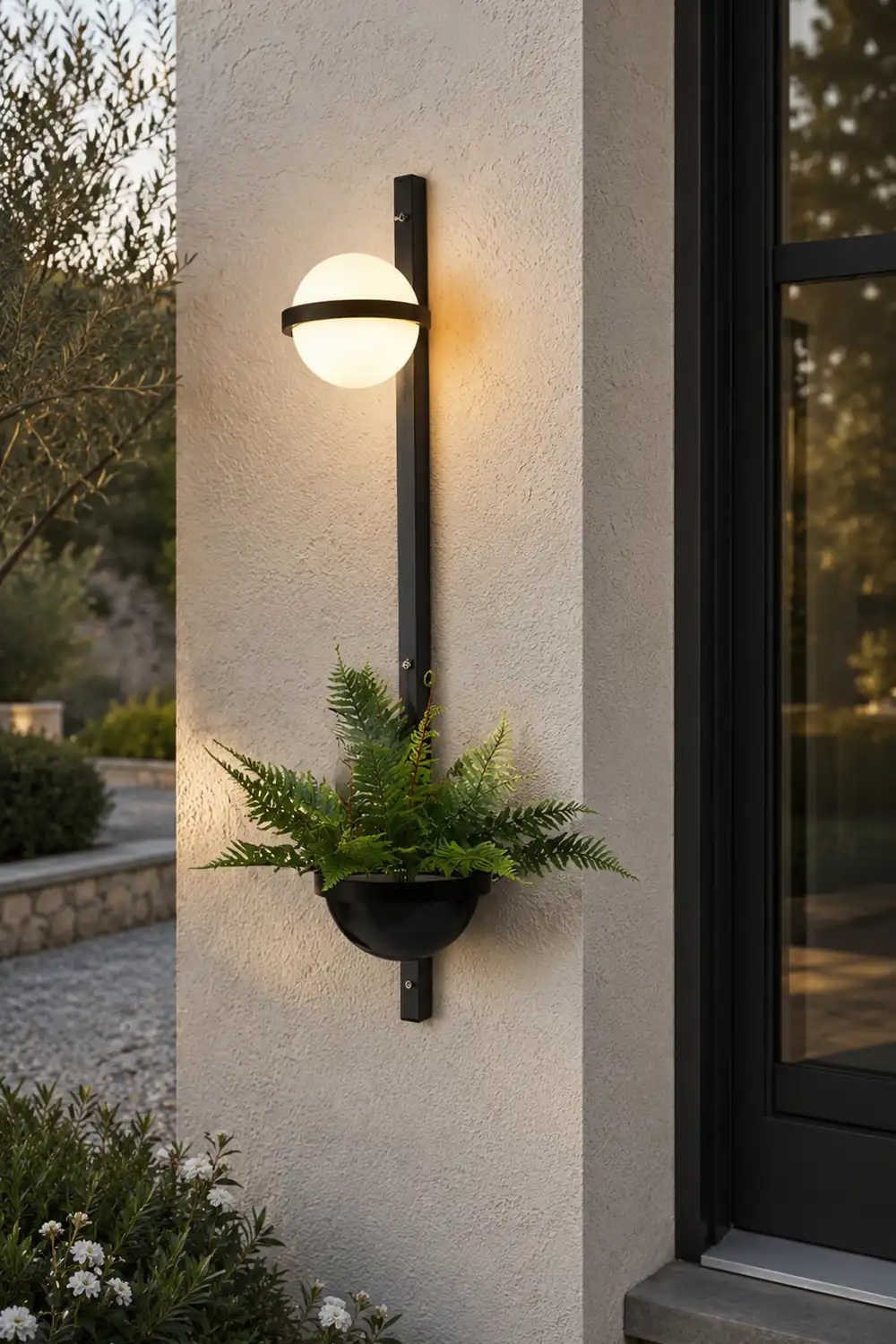 Creative Flowerpot Ball Waterproof LED Black Modern Outdoor Wall Light - Lumpaz
