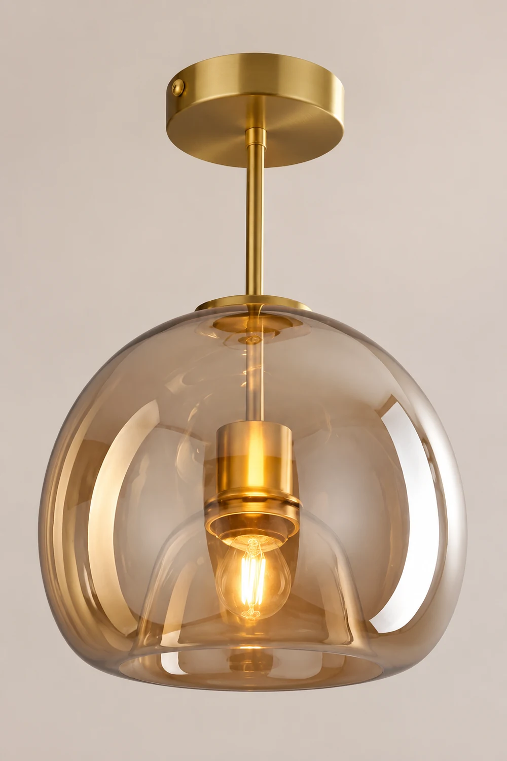 Sanna Modern Dome Glass Semi-Flush Mount Ceiling Light/Pendant Light, Gold/Black - Lumpaz
