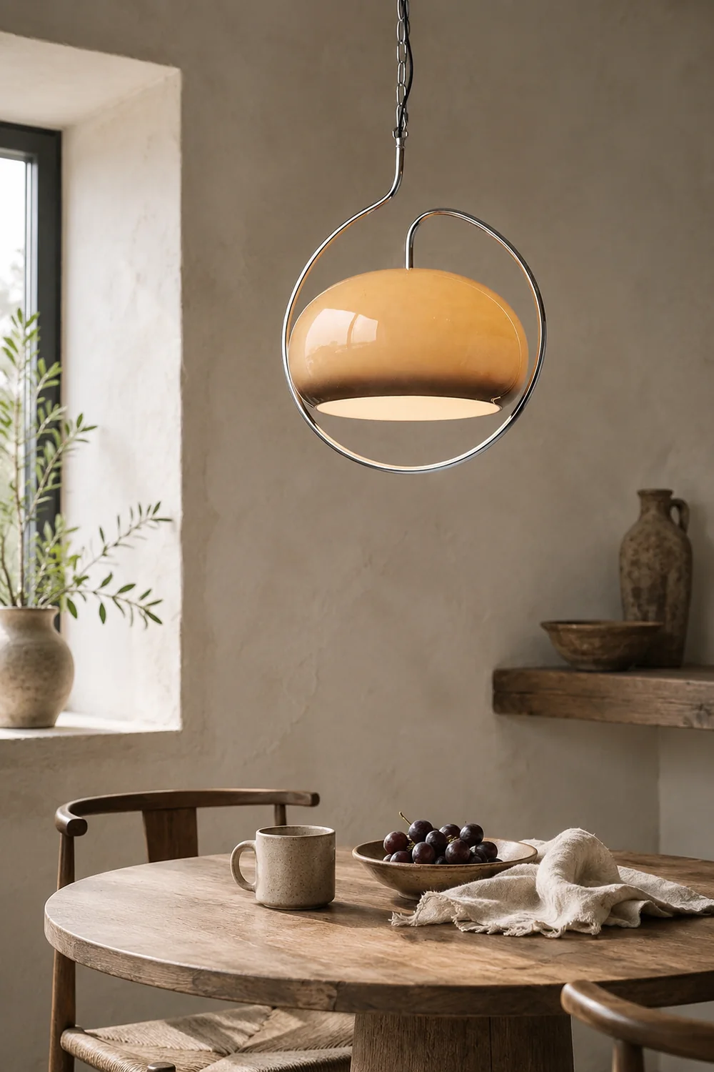 Hailie Retro Glass Pendant Light, Brown/White - Lumpaz