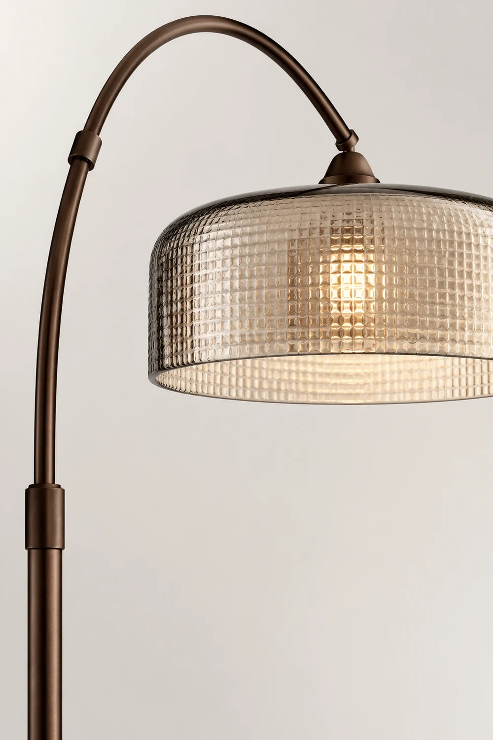 Hailie Retro Brown Curved Floor Lamp, Metal - Lumpaz