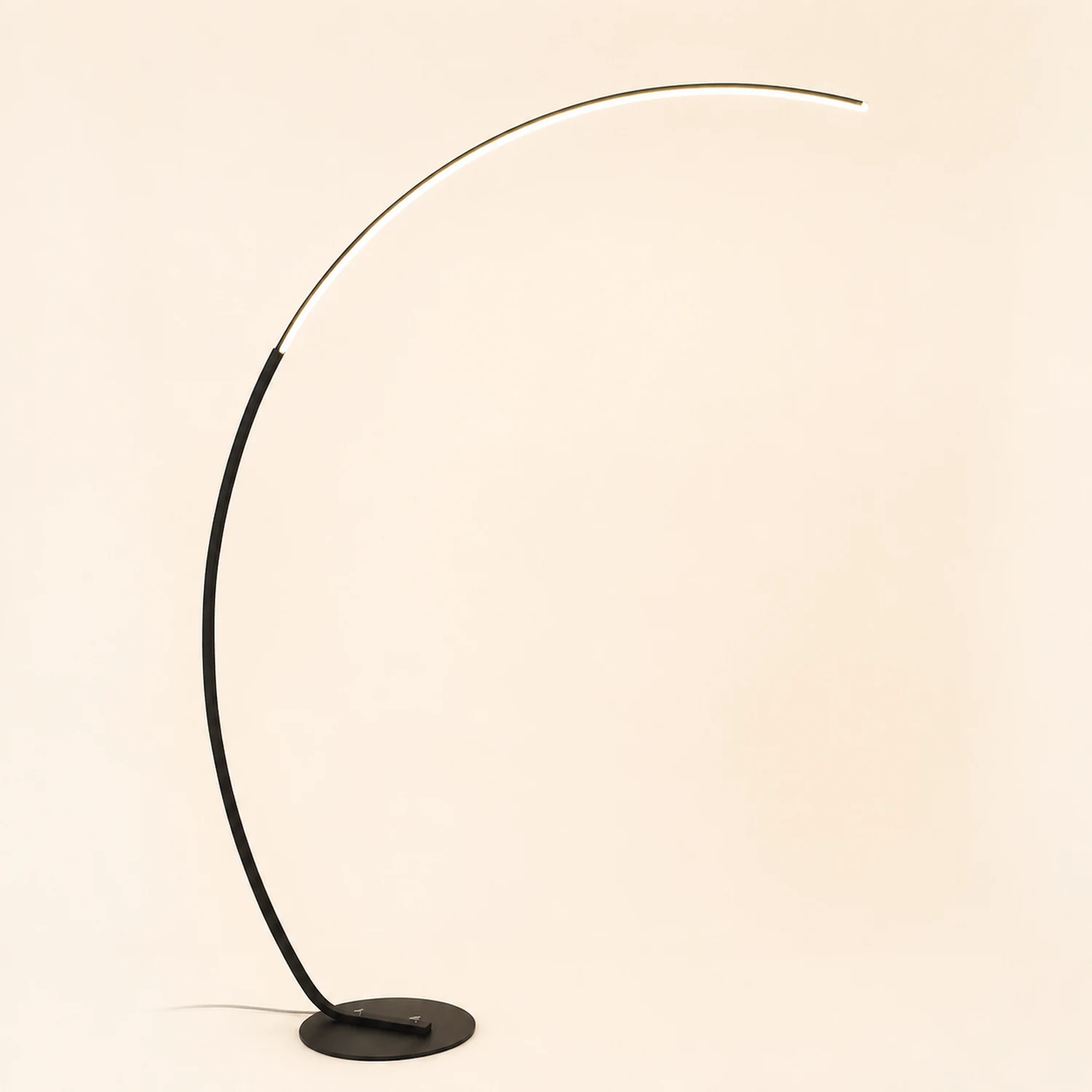 Edge Modern Arc LED Floor Lamp, Black/White, Metal/Silicon - Lumpaz