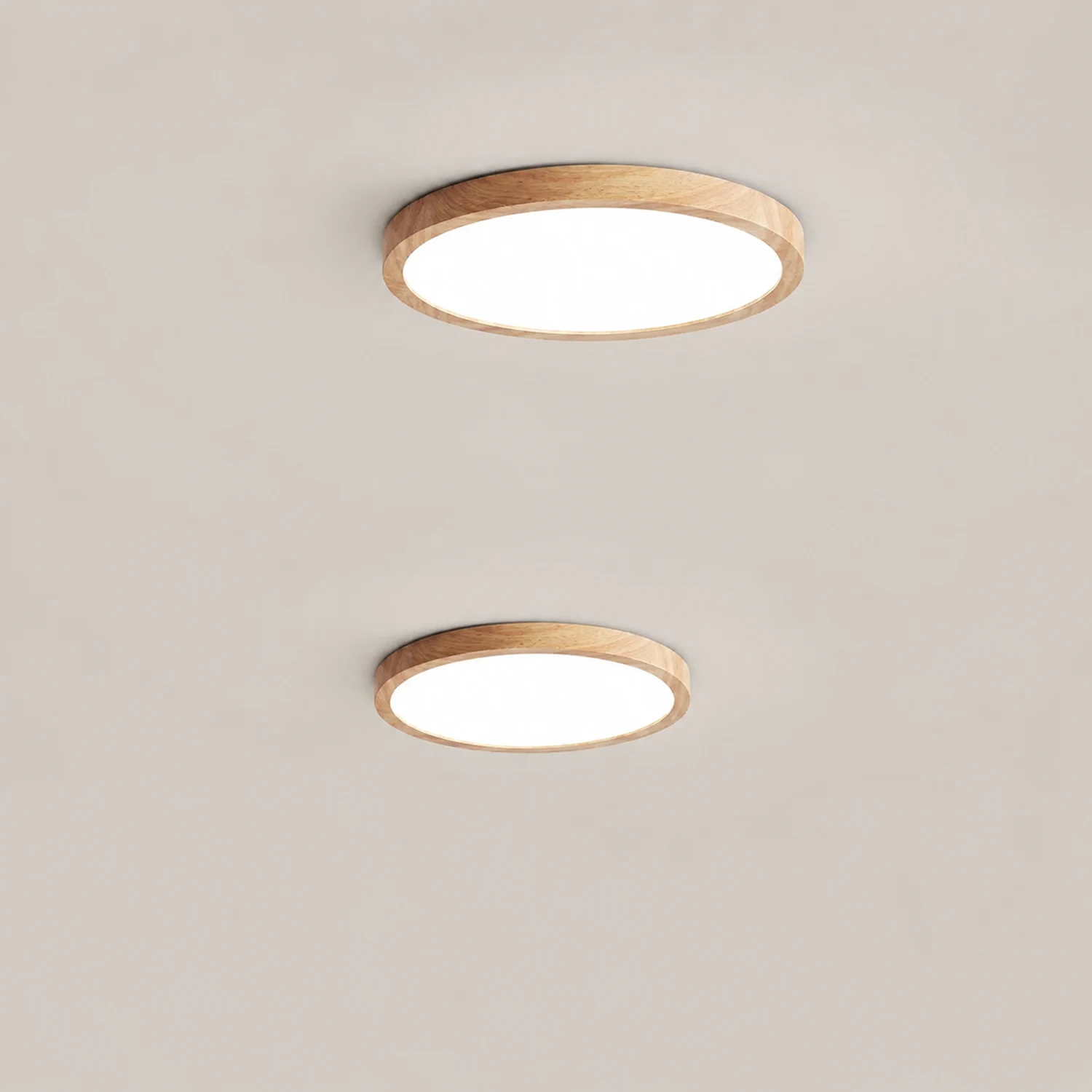 Ozawa Modern Wood Round Flush Mount Ceiling Lights Living Room - Lumpaz