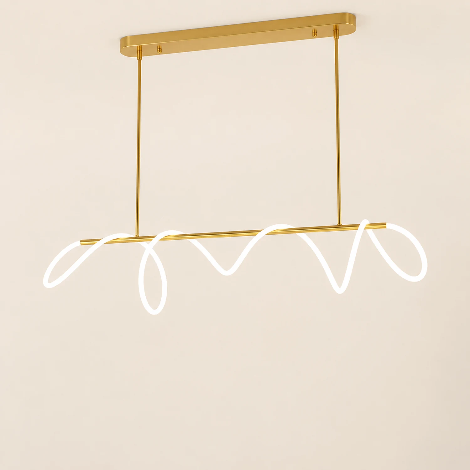 Curved & Linear Semi Flush Mount Ceiling Light, Gold - Lumpaz