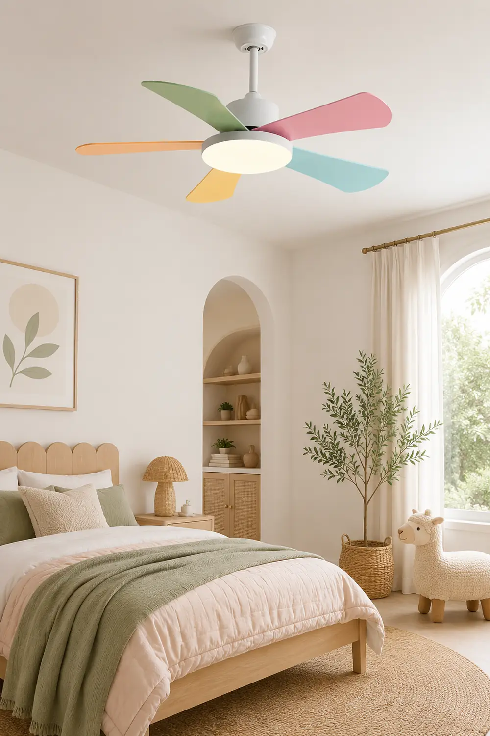 Morandi 5-Blade DC Colorful Ceiling Fan with Light, Summer, 41'' - Lumpaz