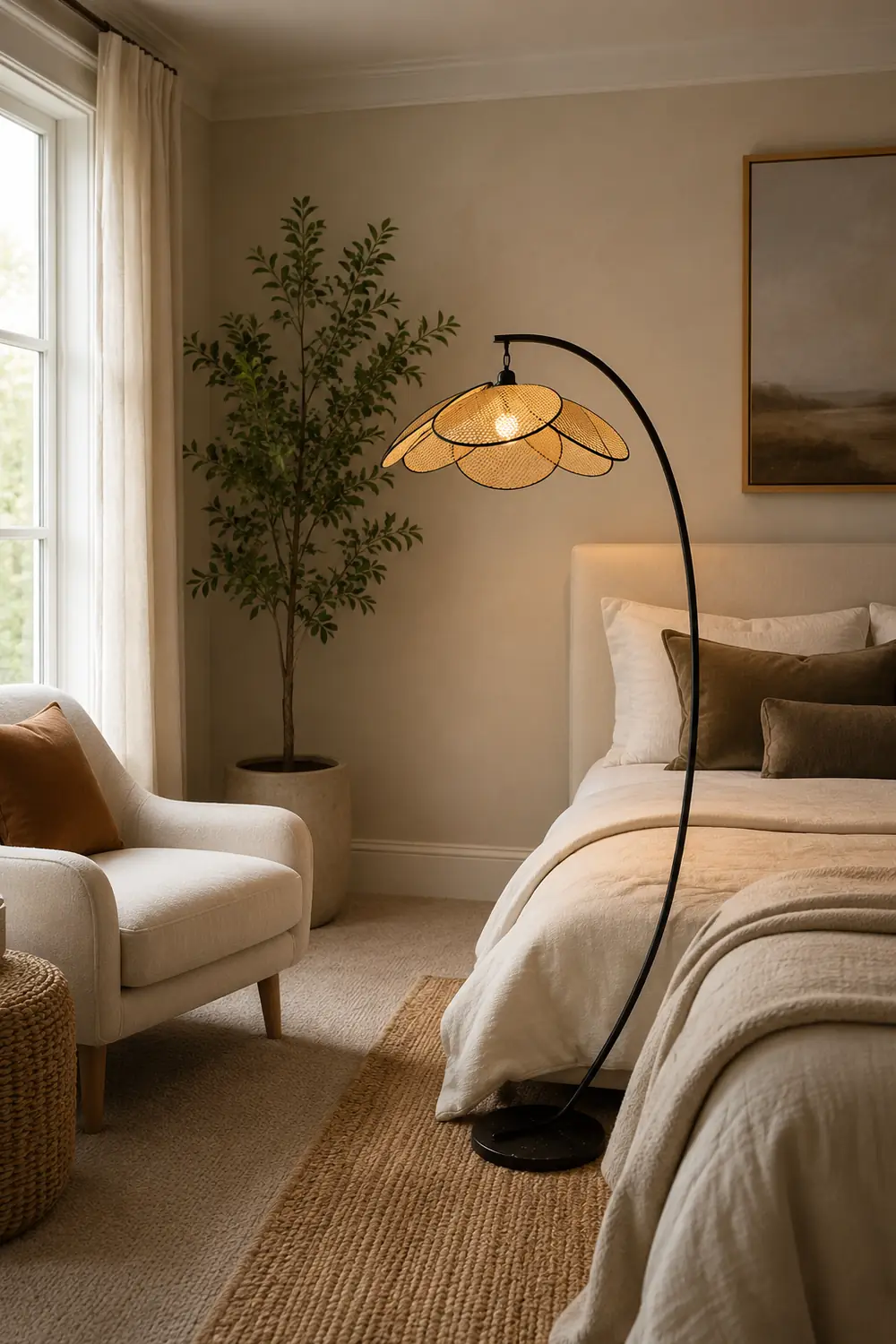 Ritta Artistic Flower Rattan/Willow Weave Floor Lamp - Lumpaz